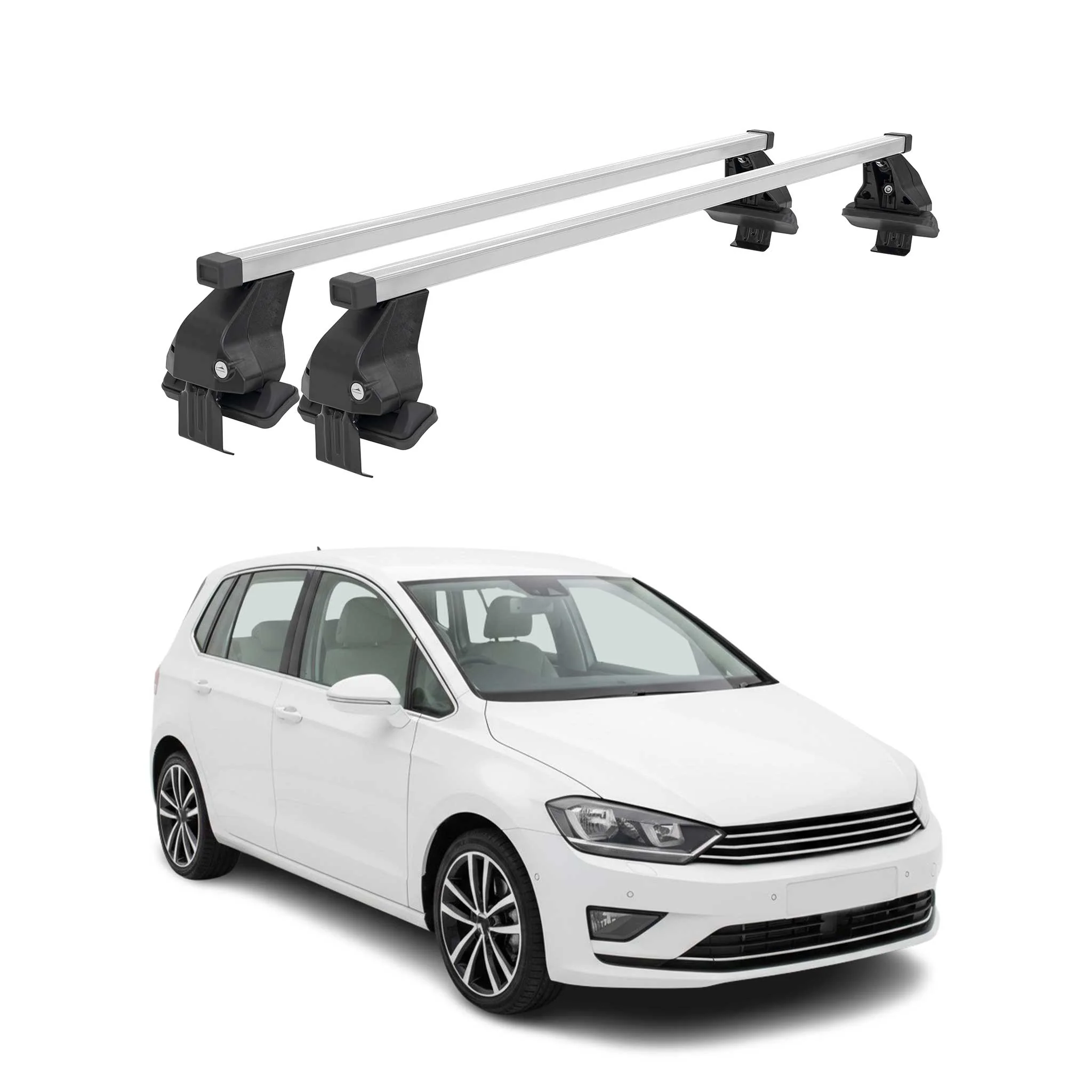 Barres de toit transversales pour VW Golf VIII 2019-2026 Acier Gris