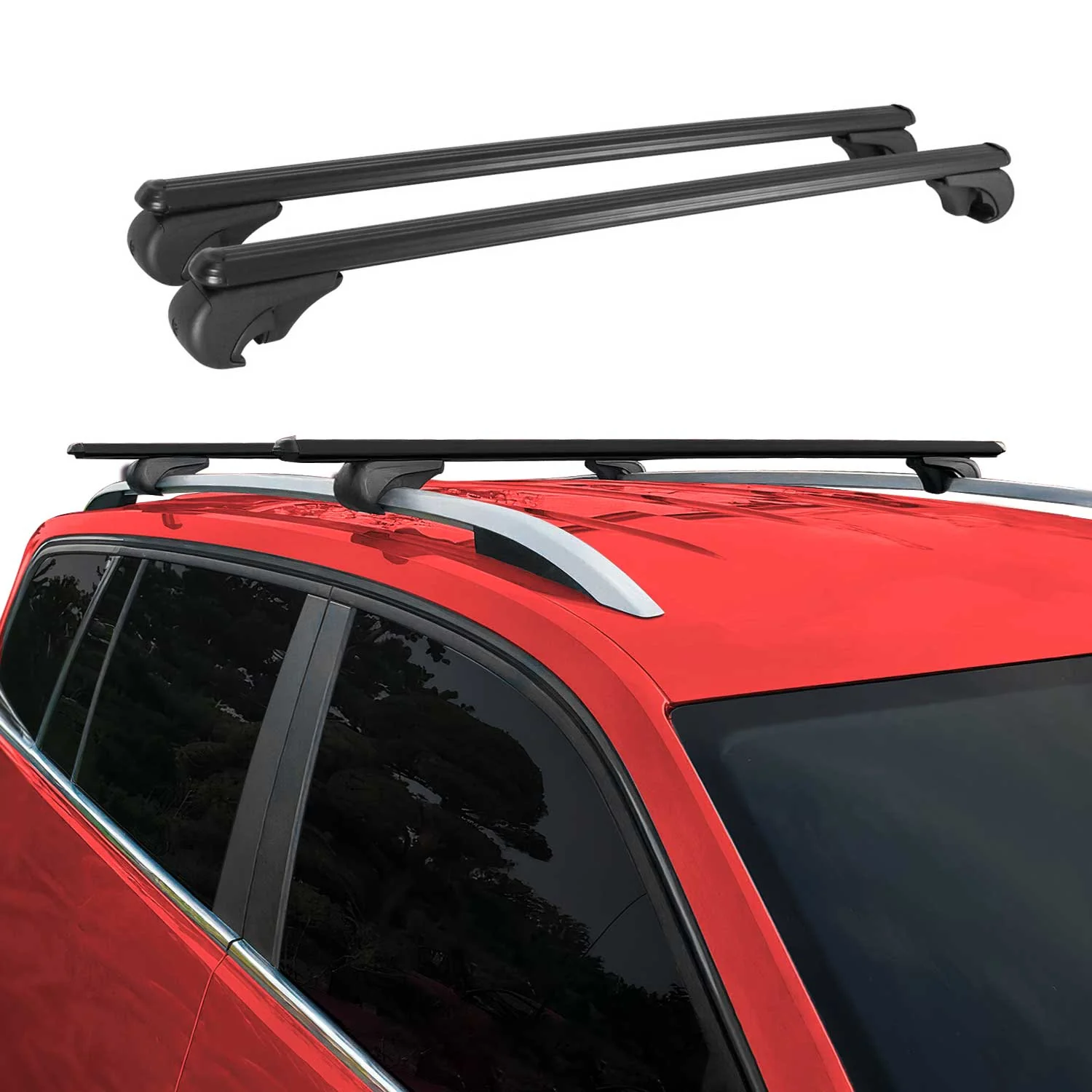 Barres de toit Transversales pour VW Sharan 1995-2010 Aluminium Noir - Image 2