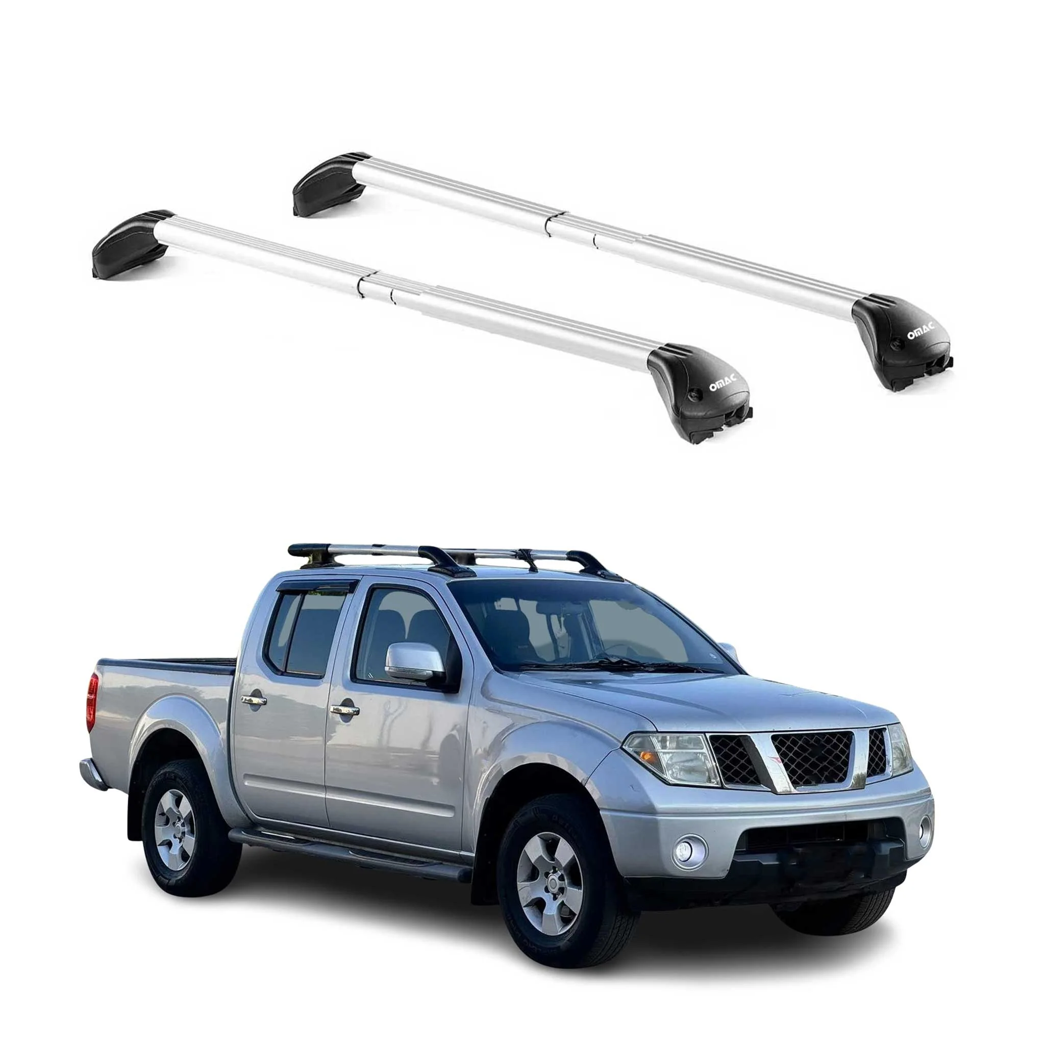 Barres de toit pour Nissan Navara 2004-2023 4P Gris Argenté 2 pièces ABE