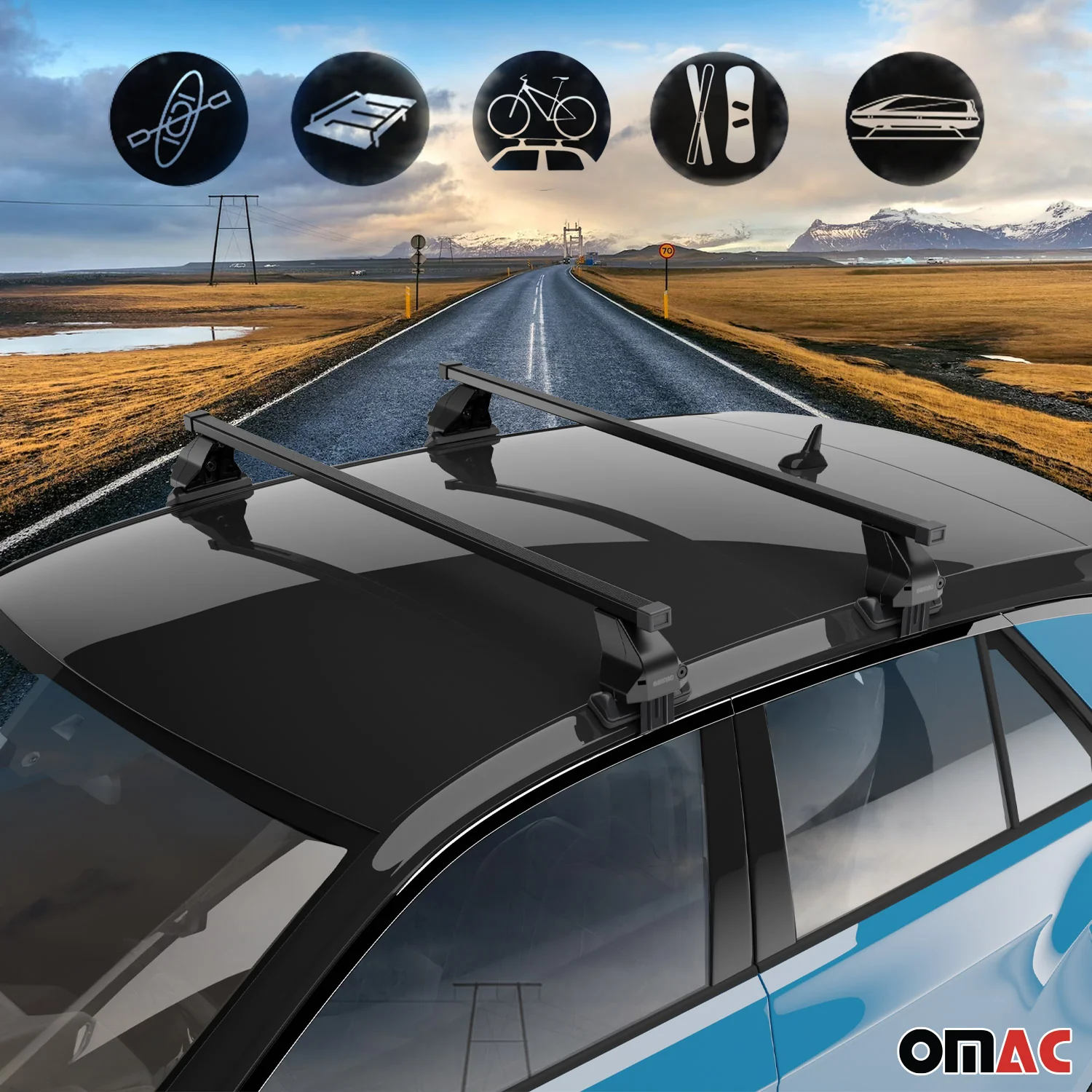 Barres Transversales Menabo pour Hyundai Grand Santa Fe 2012-2018 Noir - Image 2