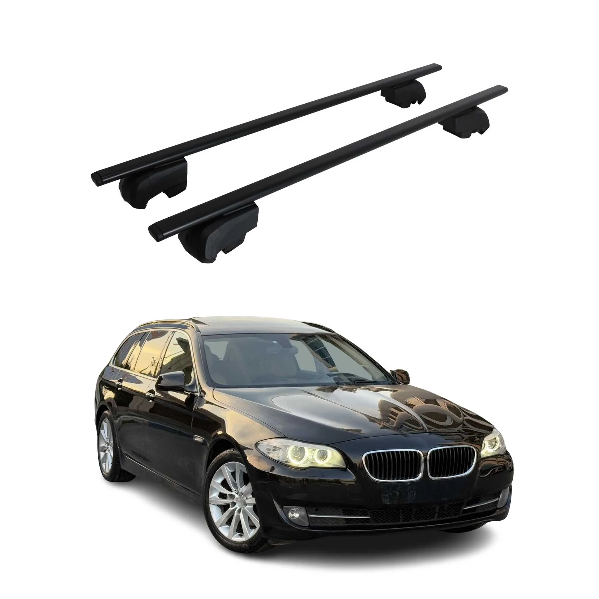 Barres de toit transversales pour BMW Série 5 F11 Break 2009-2017 Fer Noir 2x