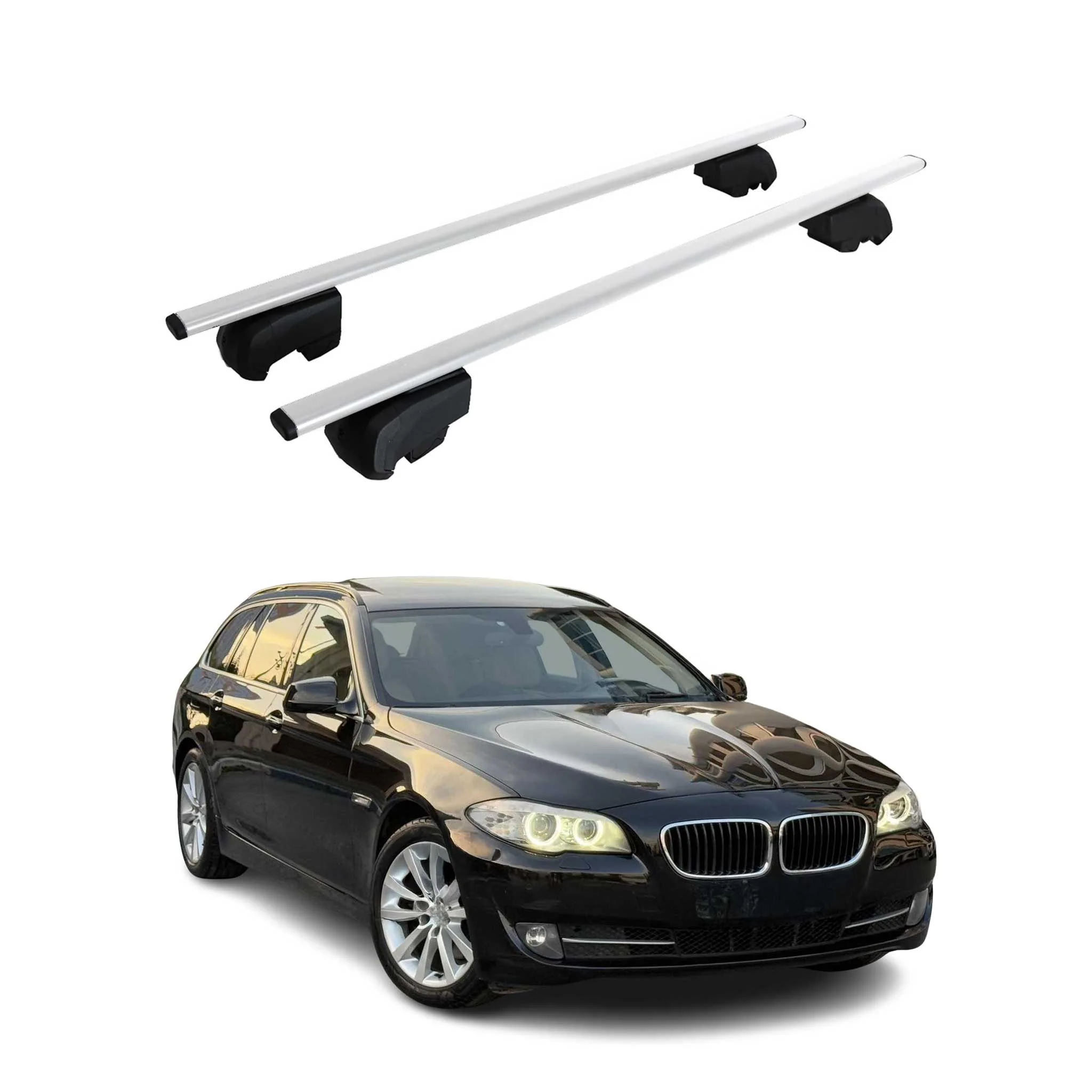 Barres de toit transversales pour BMW Série 5 F11 Break 2009-2017 Fer Argent 2x