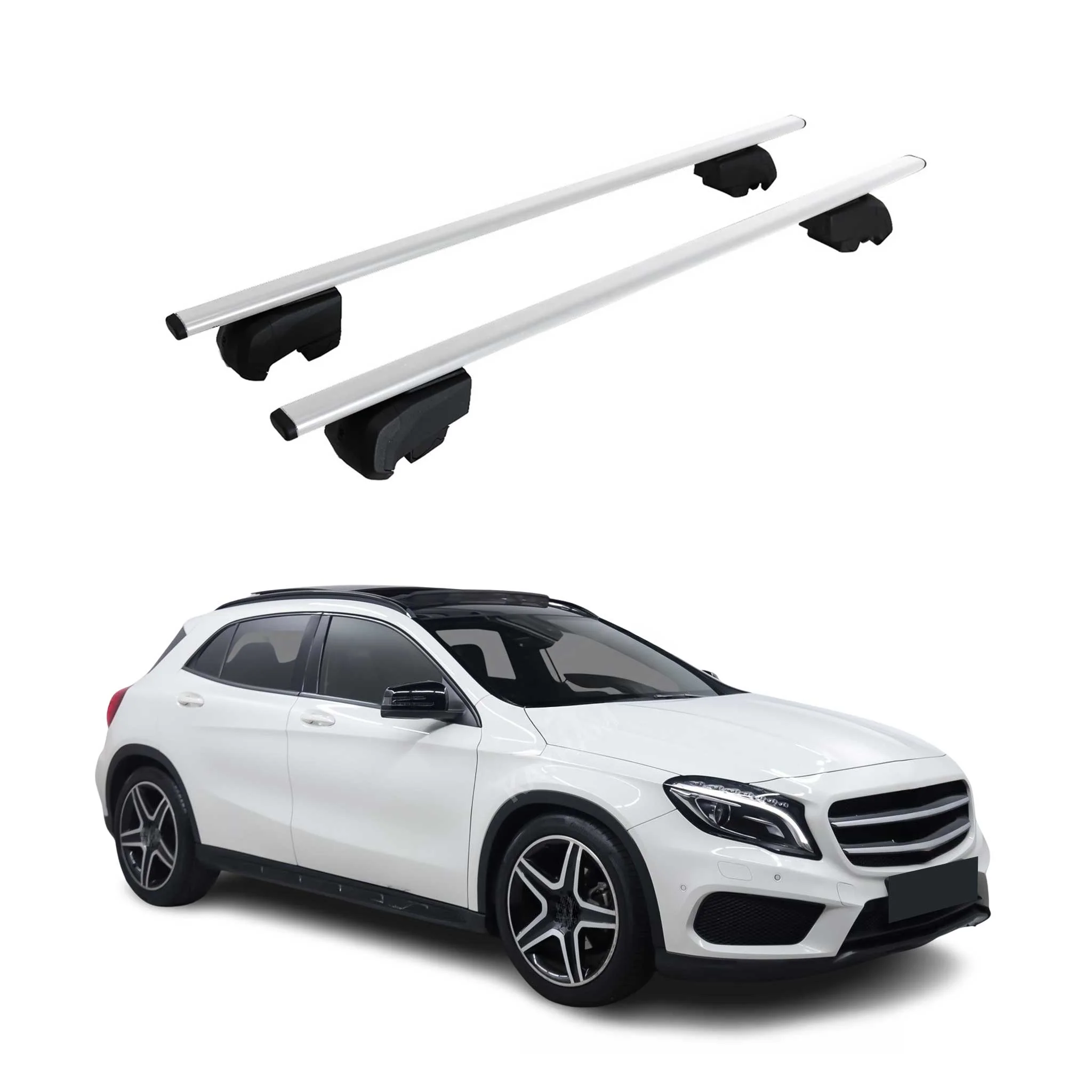 Barres de toit Transversales pour Mercedes GLA X156 2013-2020 Fer Argent ABE