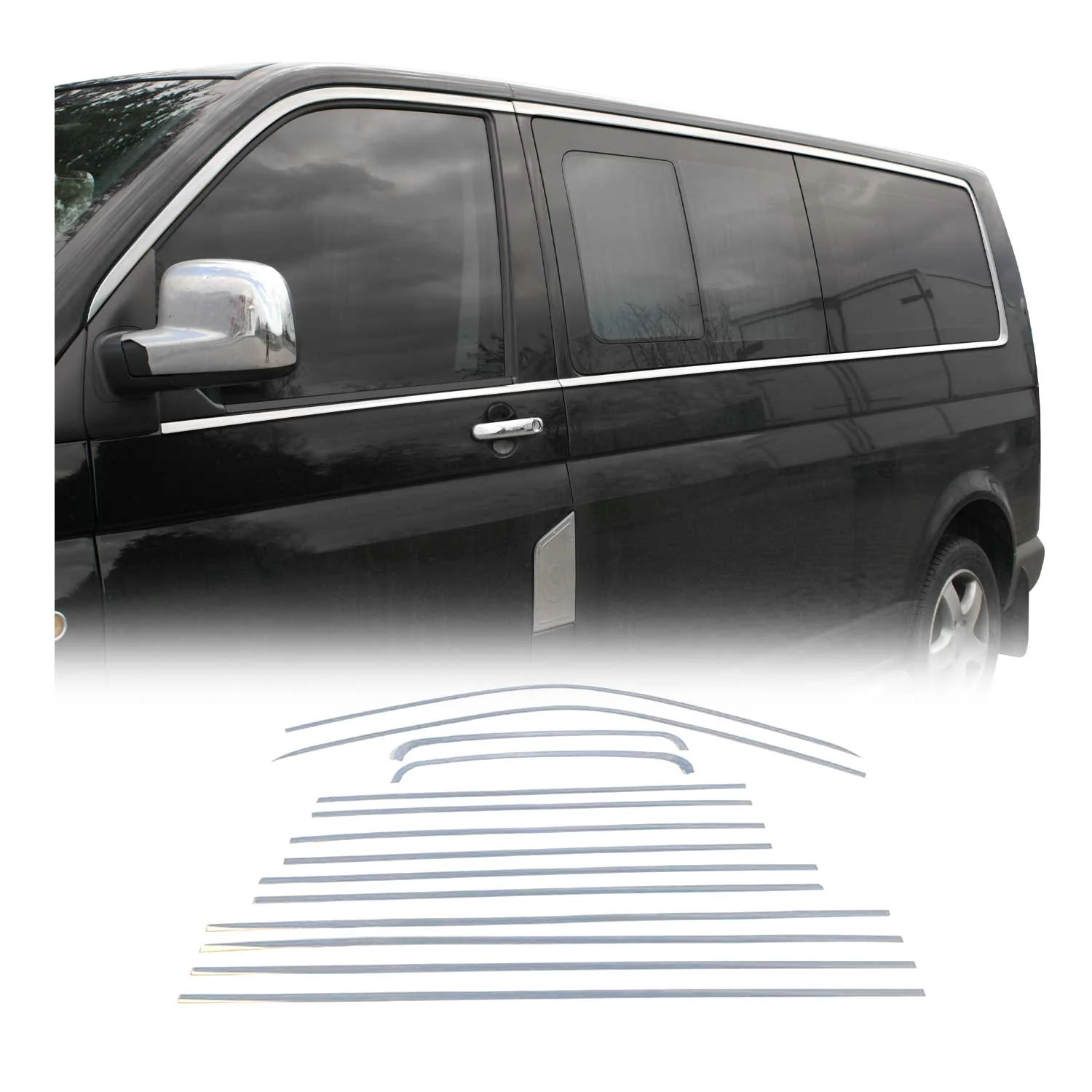 Garniture de Fenêtre pour VW Transporter T5 L1 2003-2015 Acier Inox 14x