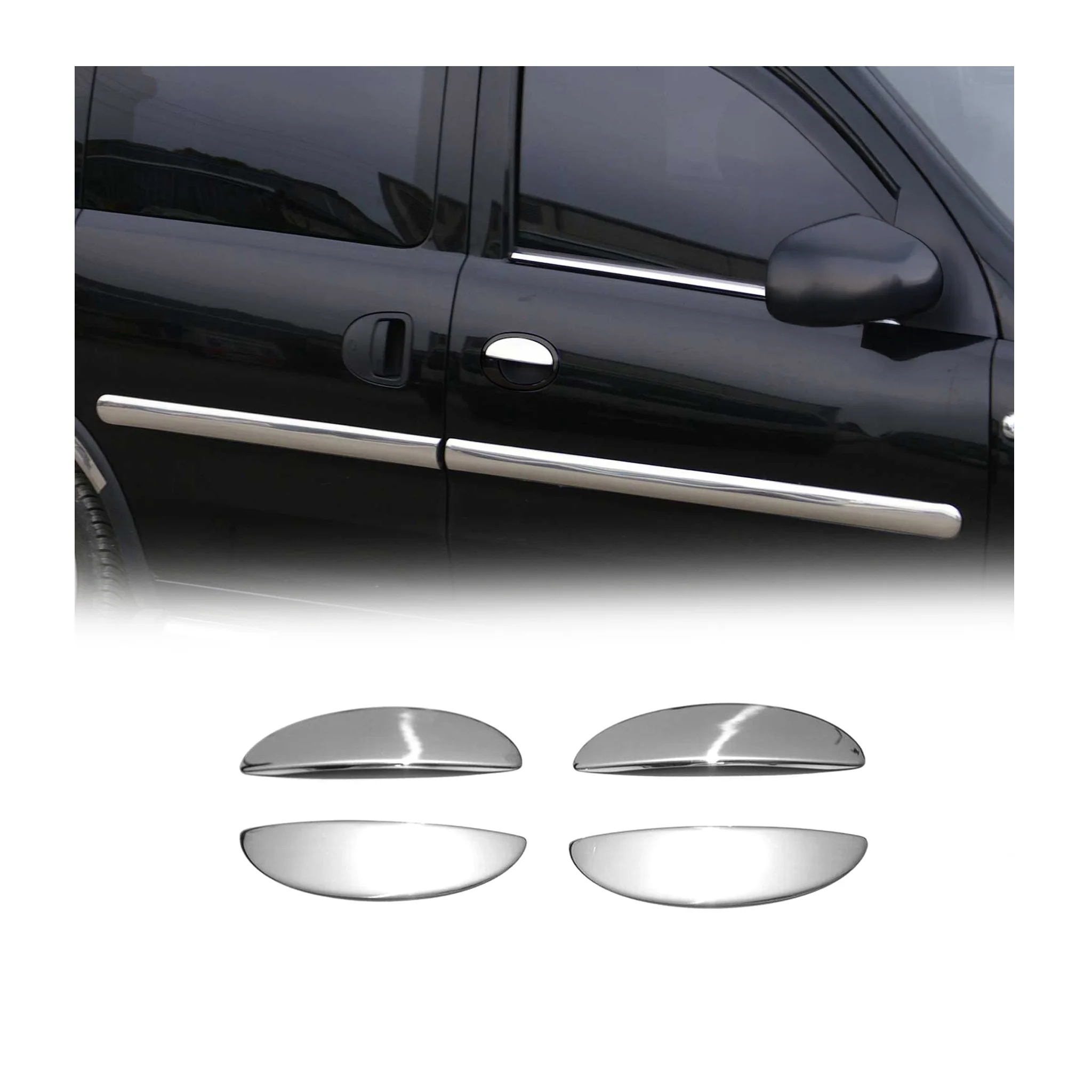Couvercle de Poignée de porte pour Opel Meriva A 2003-2010 acier inox Chromé