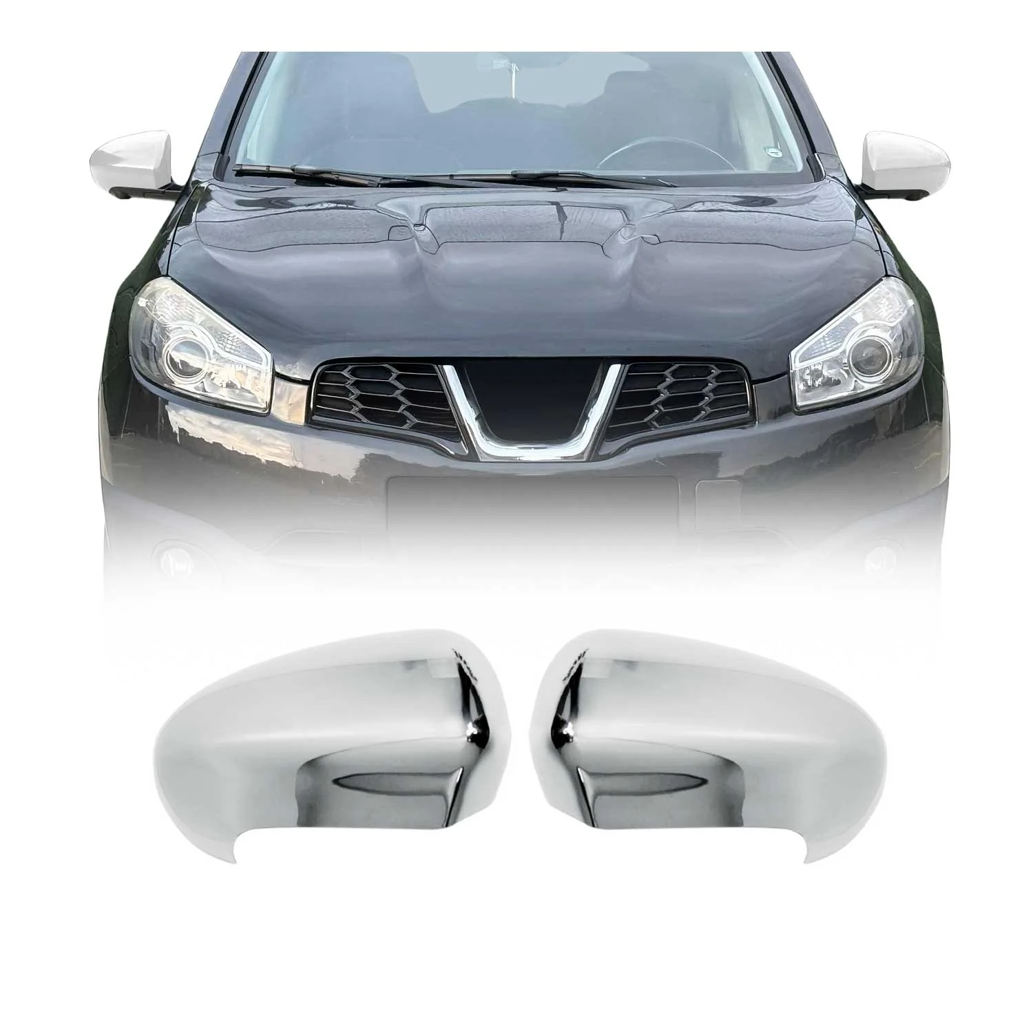 Coques de Rétroviseurs pour Nissan Qashqai J10 2006-2014 ABS Chromé 2x