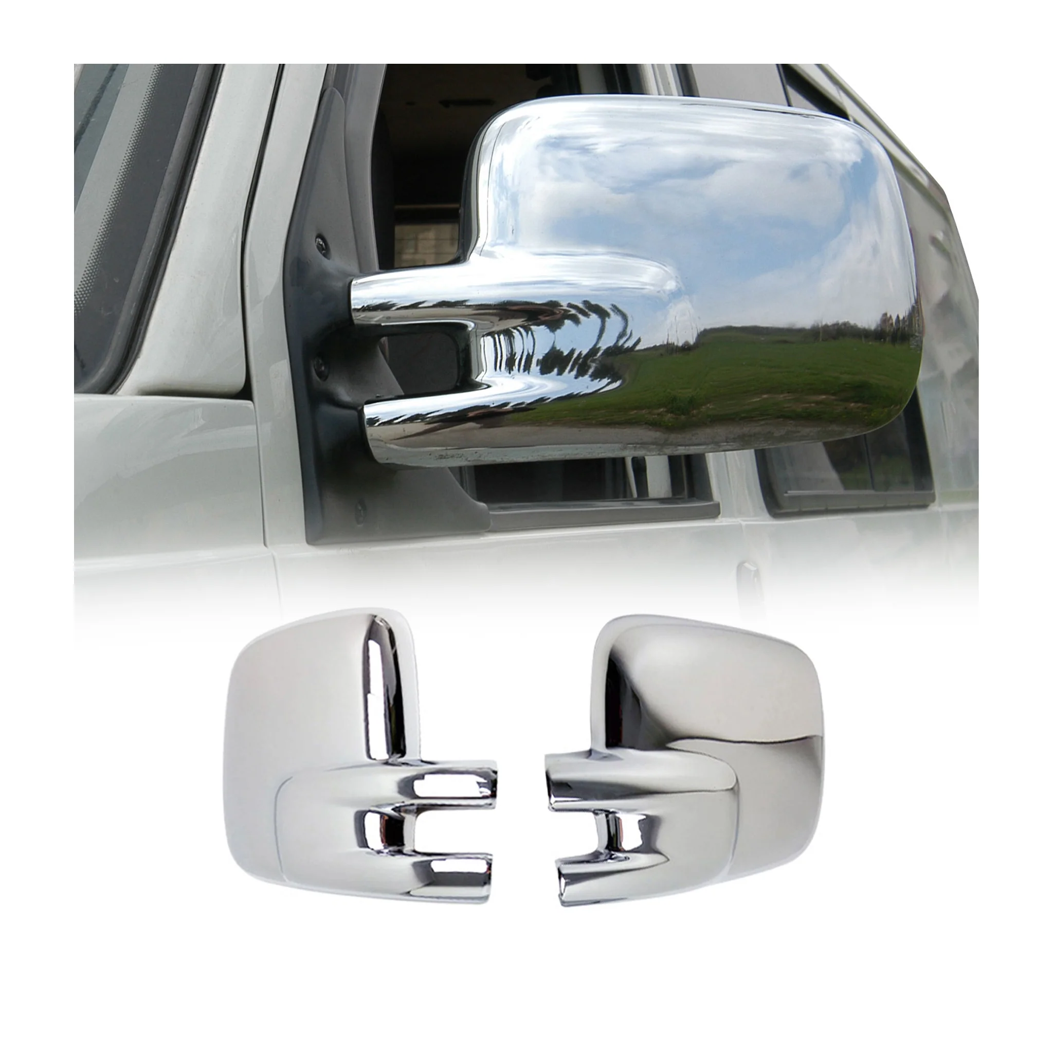Coques de Rétroviseurs pour VW T4 Transporter 1990-2003 2x Acier Inox Chromé