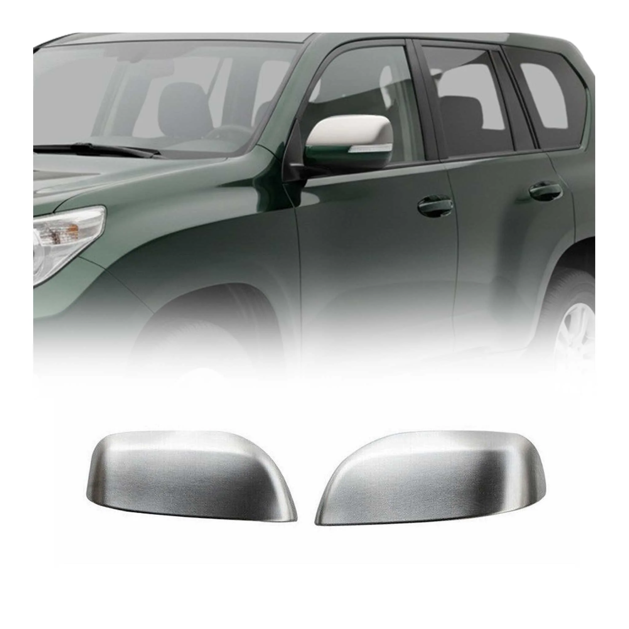 Coques de Rétroviseurs pour Toyota Land Cruiser Prado 2009-2023 Acier Argent