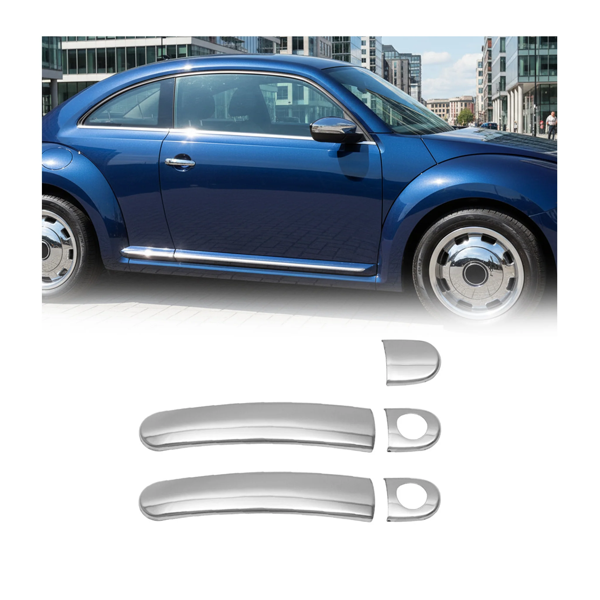 Couverture Poignée de porte pour VW Up 2011-2023 2 Portes Acier inox 5Pcs