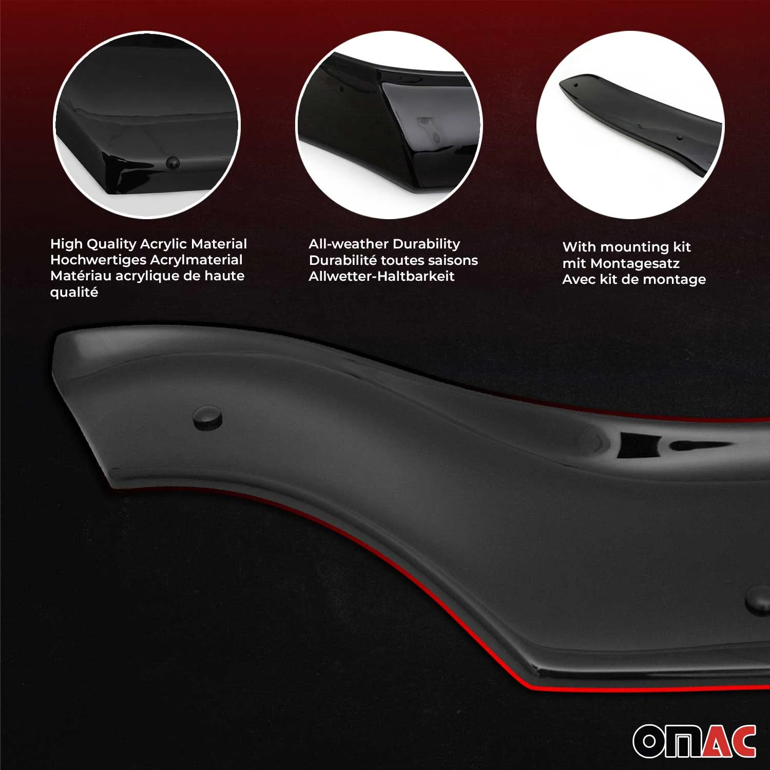 Deflecteurs d'air de capot pour Land Rover Discovery 2009-2017 Acrylique Noir - Image 5