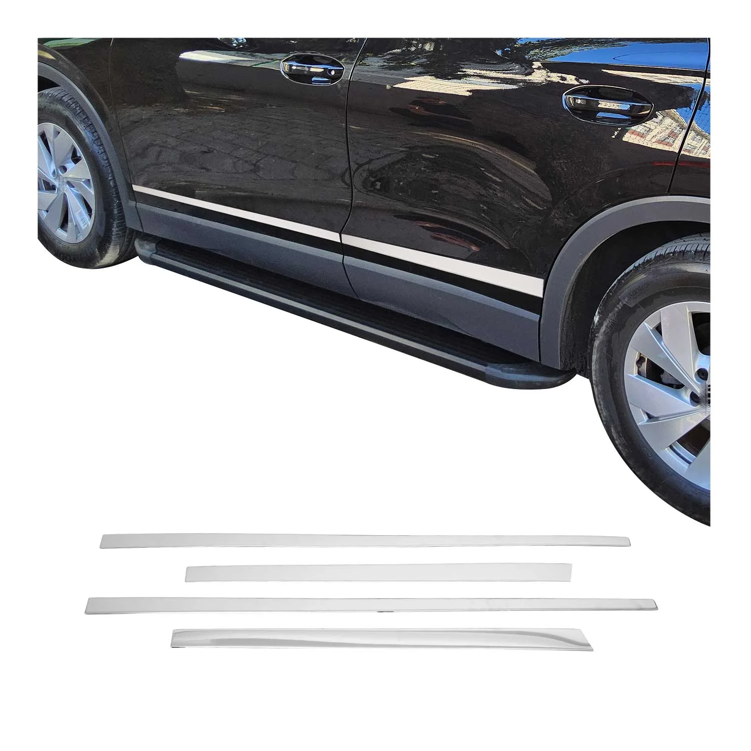 Garniture baguette de porte latérale pour VW Tiguan 2024-2026 inox chromé 4Pcs