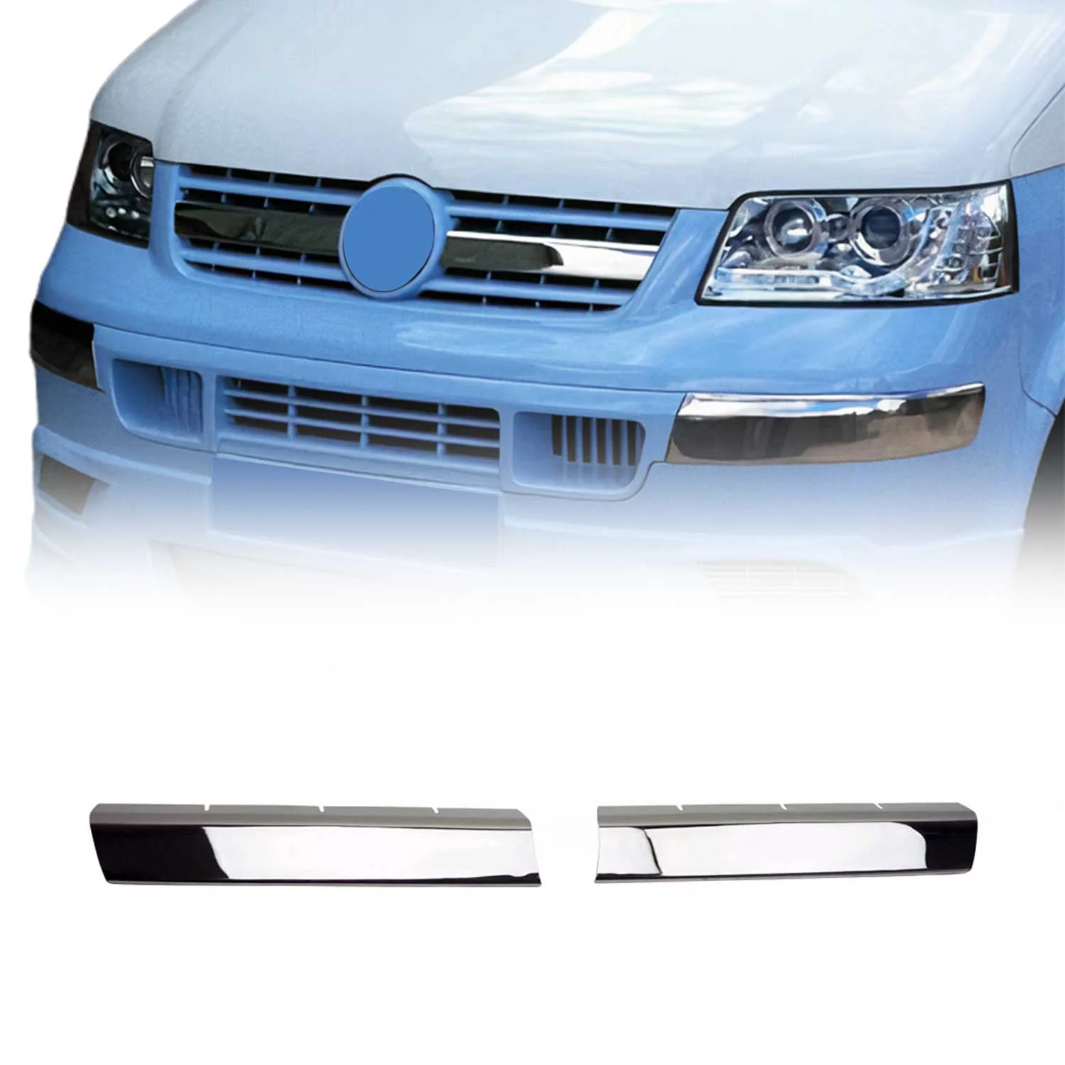 Moulure de Grille de Calandre pour VW Transporter T5 2003-2009 en Acier 2Pcs