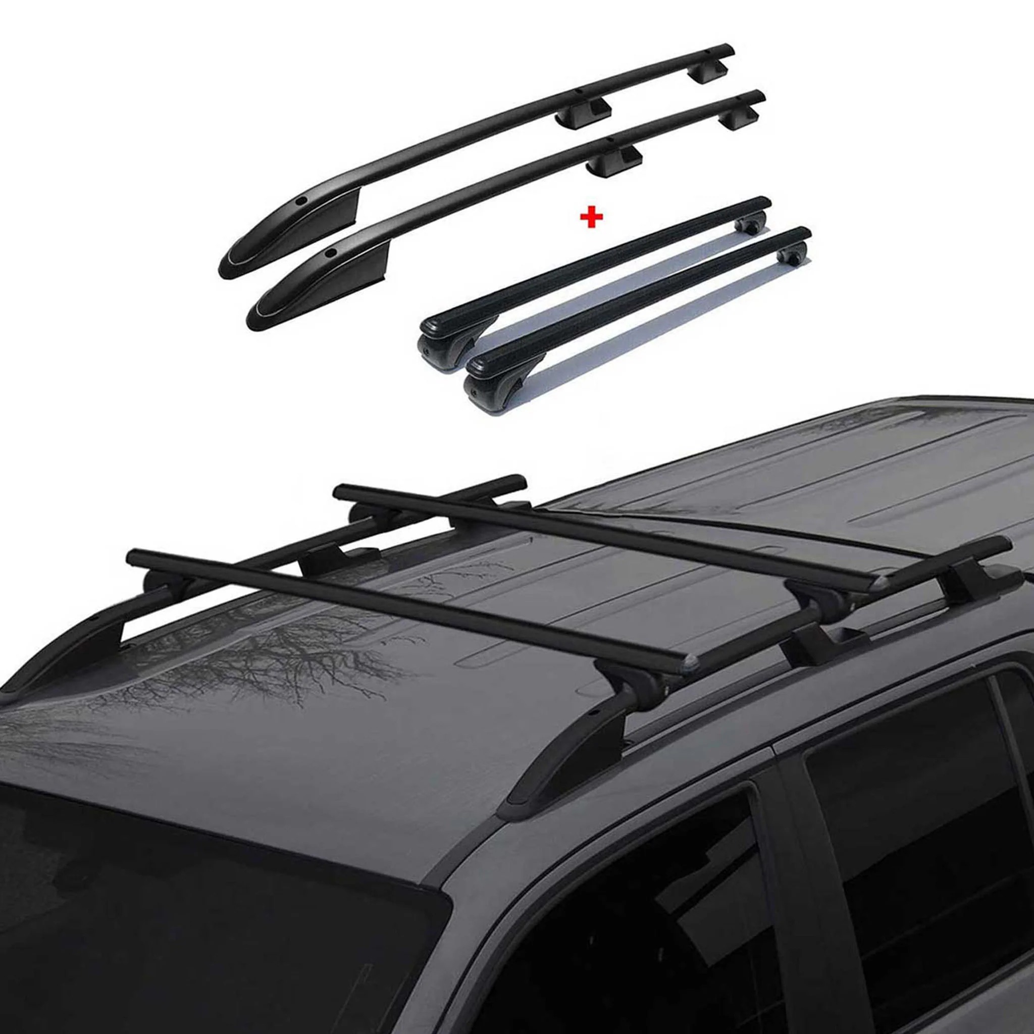 Kit Barres de toit pour Ford Transit Tourneo Custom 2012-24 L2 Long L3 Alu Noir - Image 5