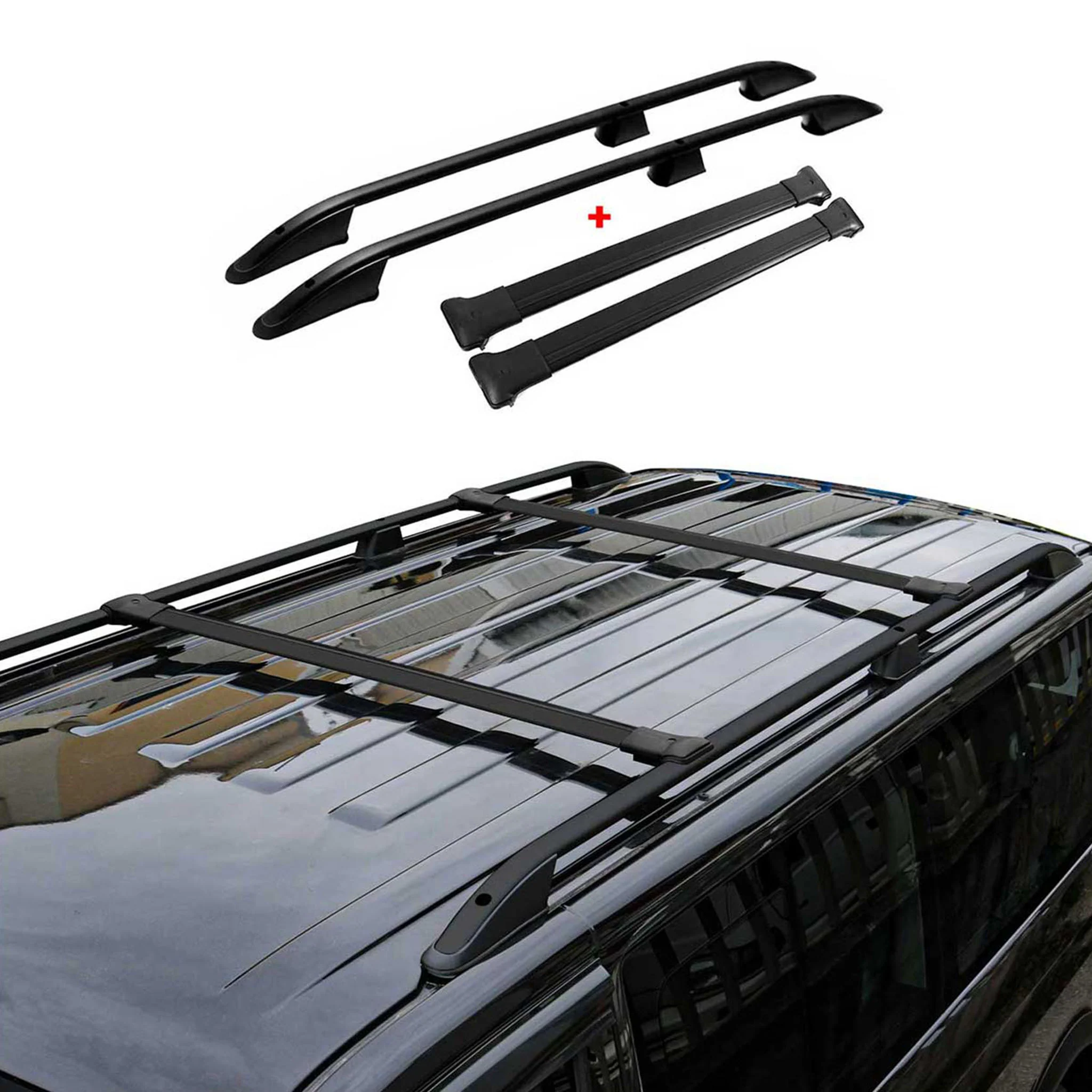 Kit Barres de toit pour VW Caddy 5 2020-2026 L1 Barres de toit Alu Noir 4x - Image 5