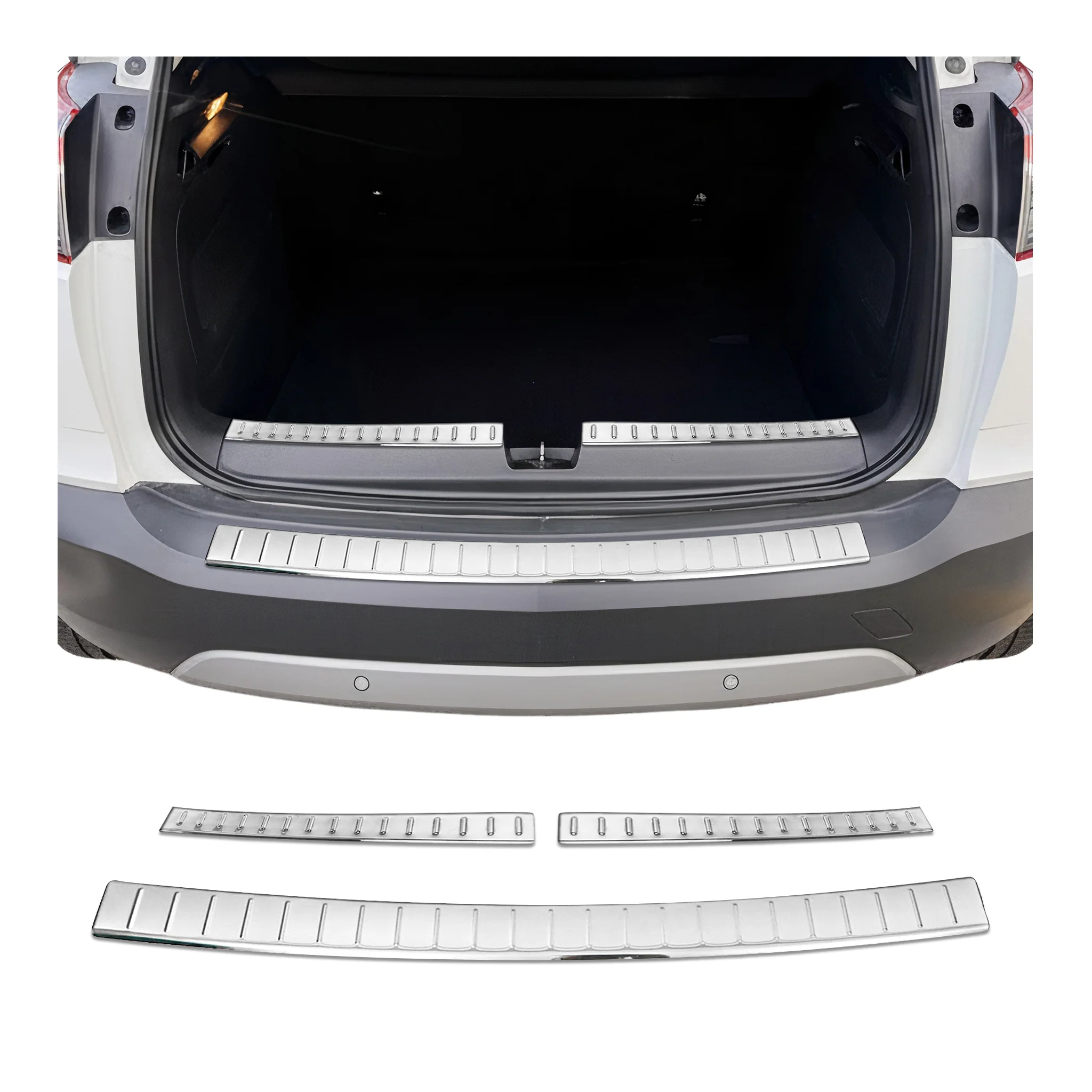 Kit Protection de Pare-Chocs arrière pour Opel Crossland X 2017-21 Brillant inox