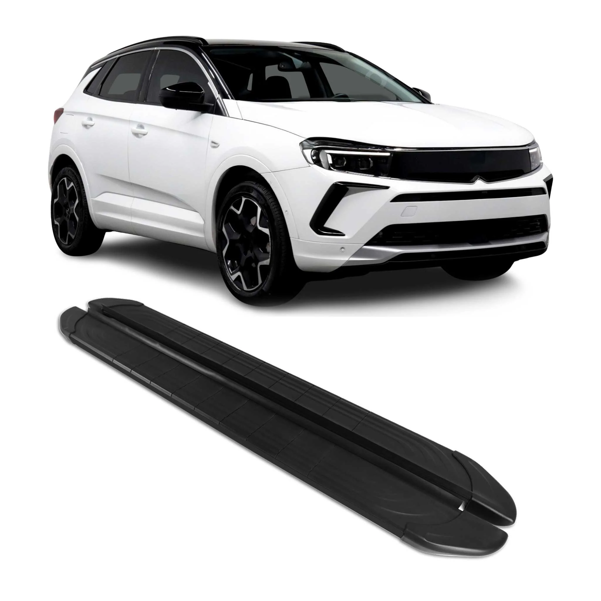 Marchepieds Latéraux pédale pour Opel Grandland 2021-2024 2Pcs Aluminium Noir
