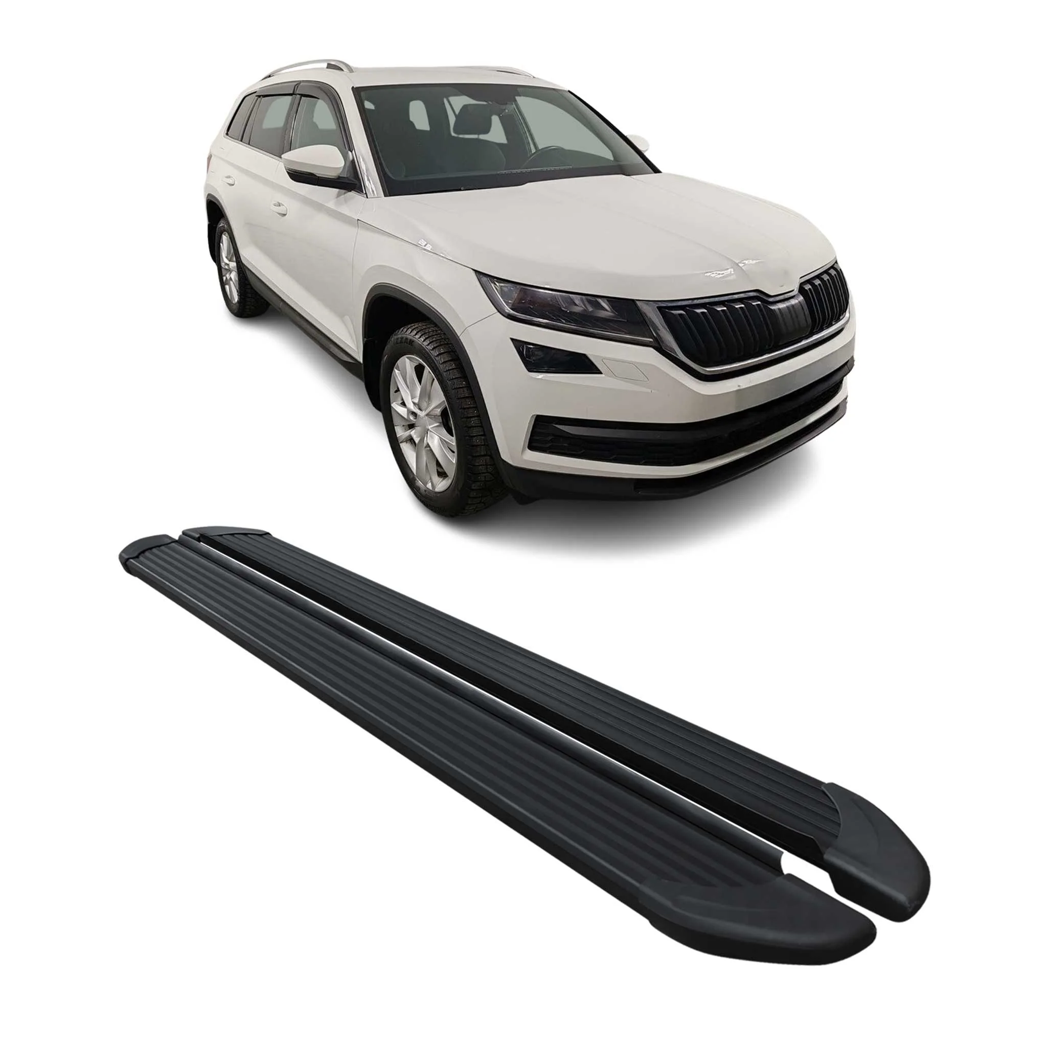 Marchepieds Latéraux pédale pour Skoda Kodiaq 2017-2023 Noir Aluminium 2Pcs