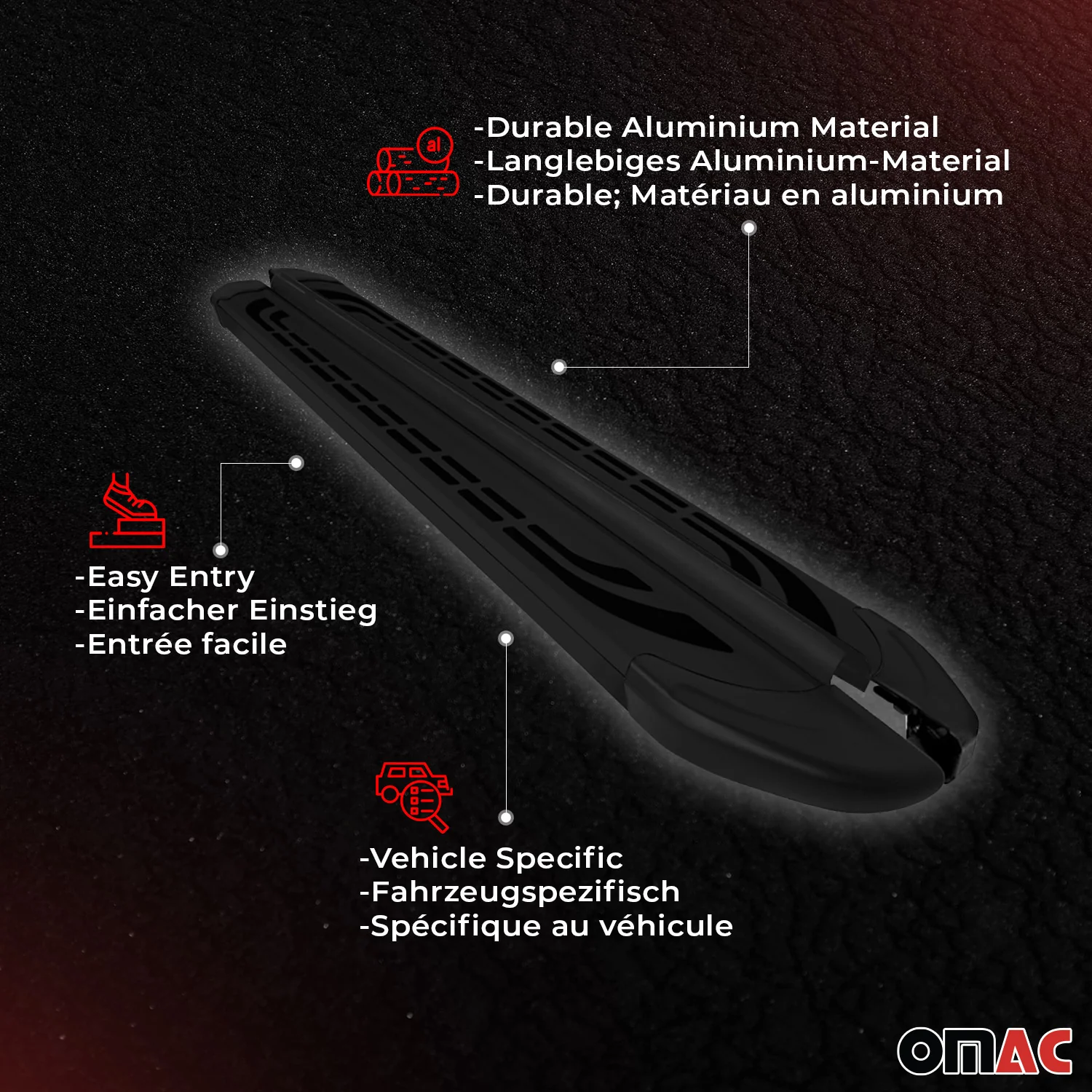 Marchepieds Latéraux pédale pour Volvo XC90 2015-2026 Aluminium Noir 2Pcs - Image 4