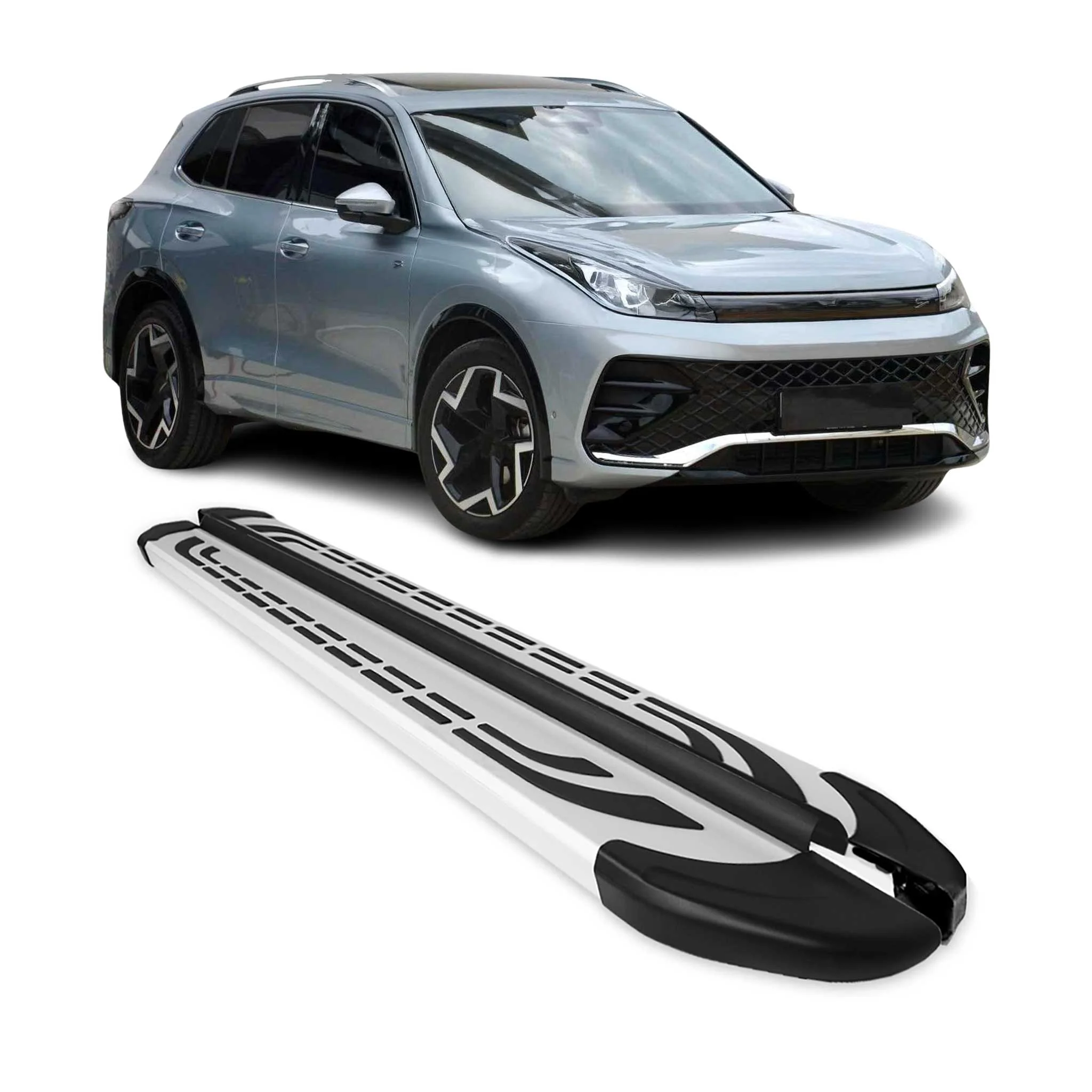 Marchepieds latéraux pédale pour VW Tiguan mk3 2024-2026 2Pcs Aluminium Gris
