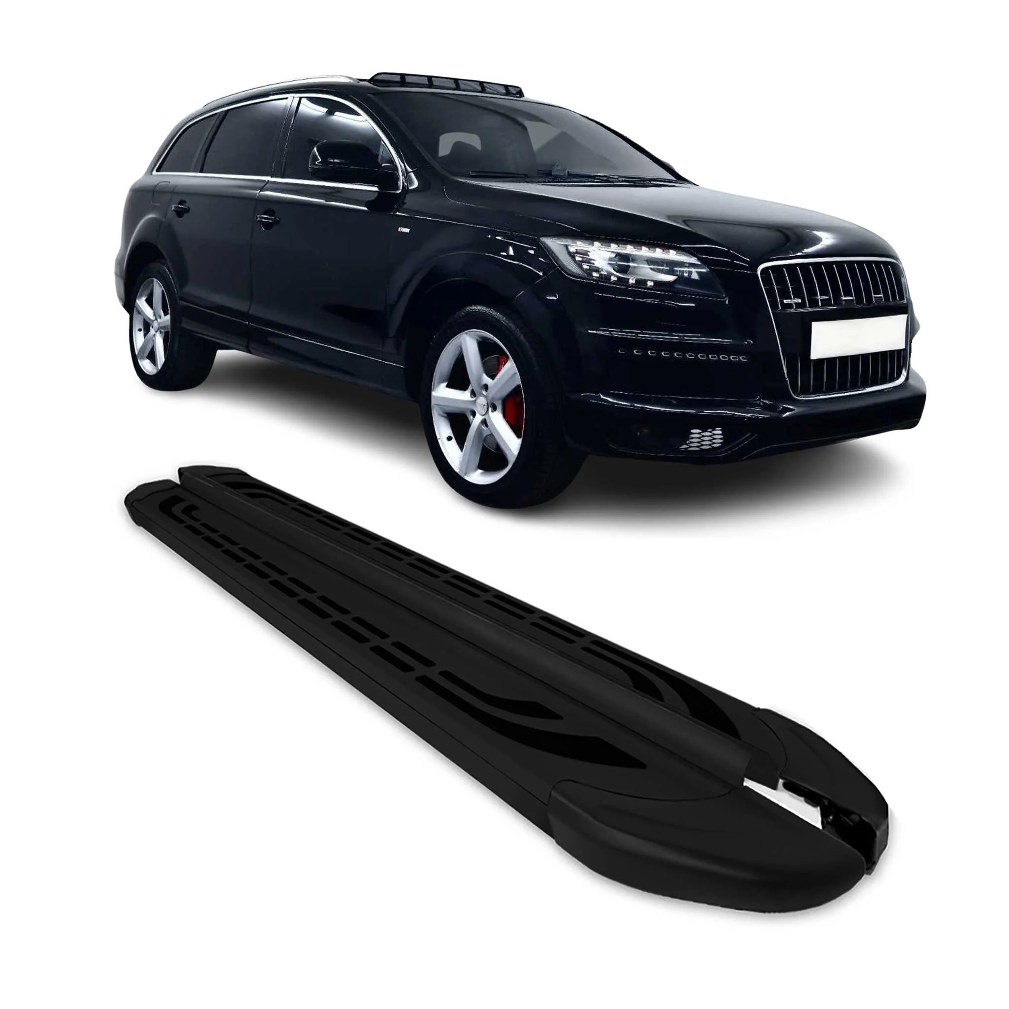 Marchepieds latéraux pédale pour Audi Q7 4LB 2006-2015 Aluminium Noir 2Pcs