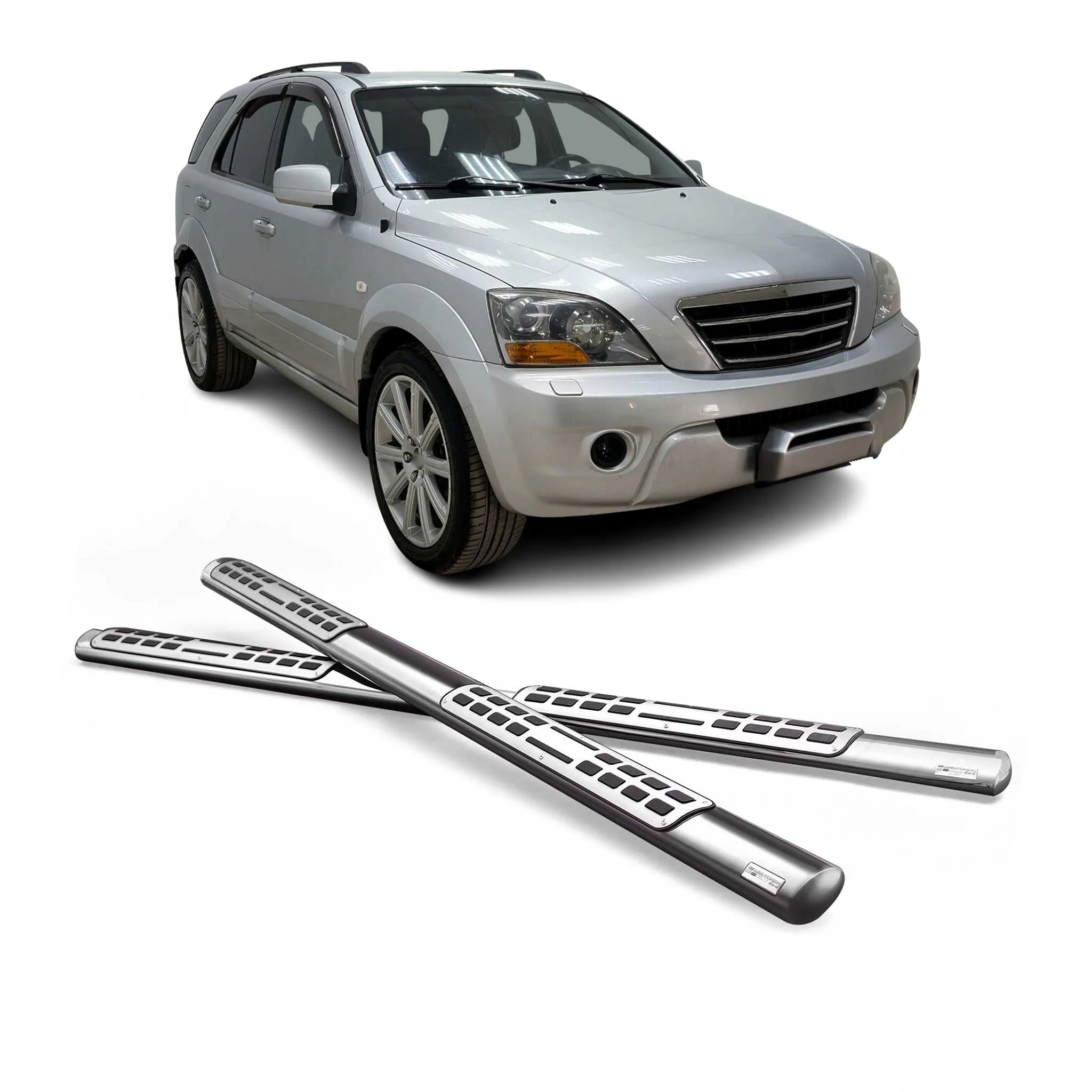 Marchepieds Latéraux pour Kia Sorento 2002-2006 Acier Inoxydable Argent