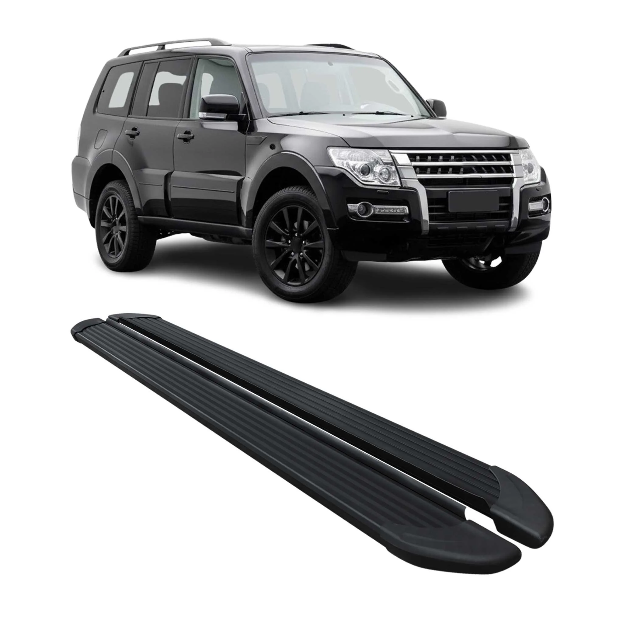 Marchepieds Latéraux pour Mitsubishi Pajero V80 2006-2021 Noir Aluminium 2Pcs