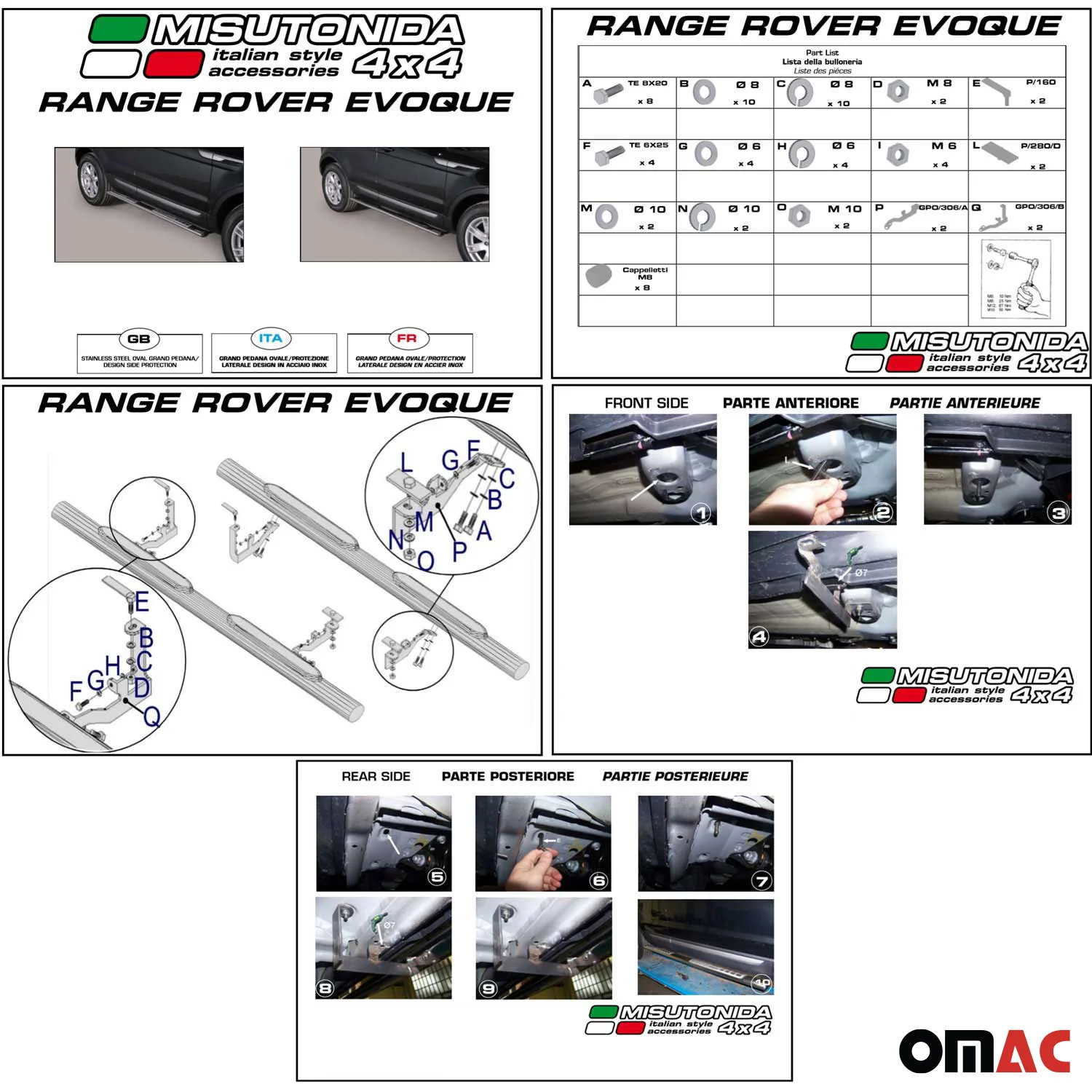 Marchepieds Latéraux pour Range Rover Evoque 2011-2015 Acier Inoxydable Argent - Image 4
