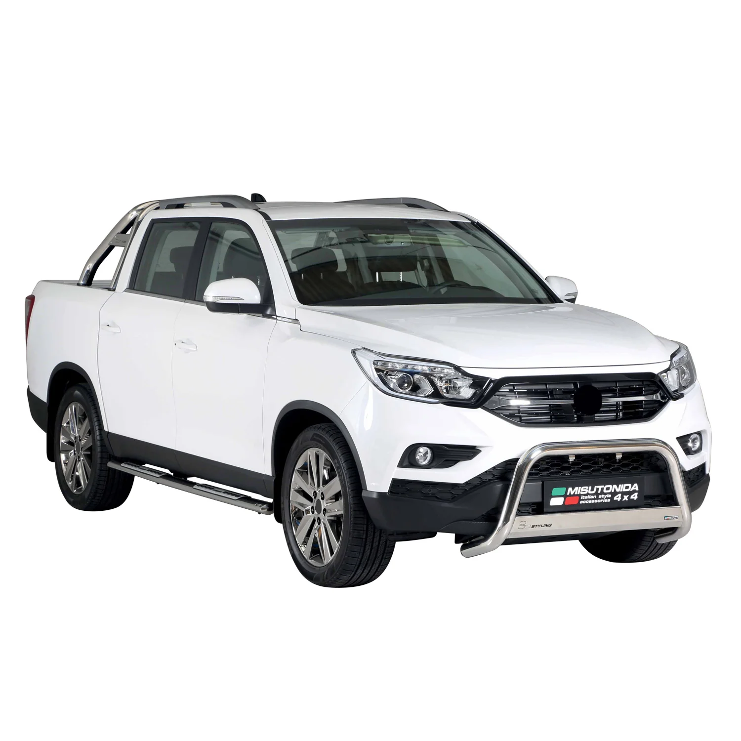 Marchepieds Latéraux pour Ssangyong Musso 2018-2026 Acier Inoxydable Argent