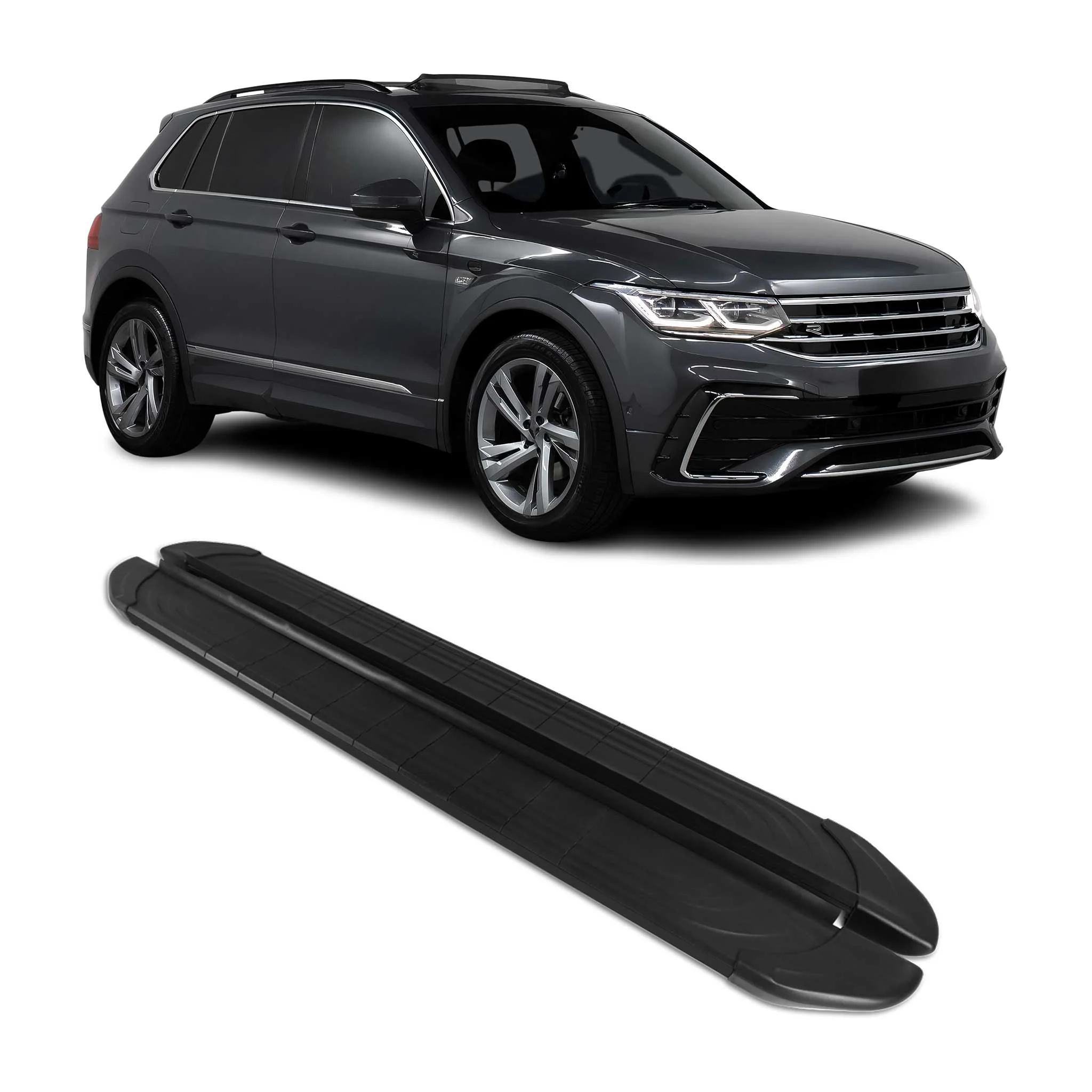 Marchepieds Latéraux pour VW Tiguan Allspace 2016-2023 2Pcs Aluminium Noir