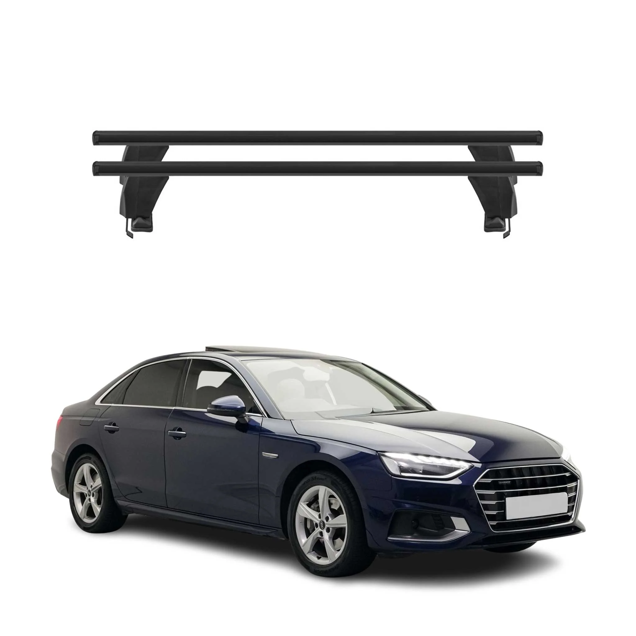 Menabo Barres de toit Transversales pour Audi A4 B9 Berline 2020-2025 FL Noir 2x
