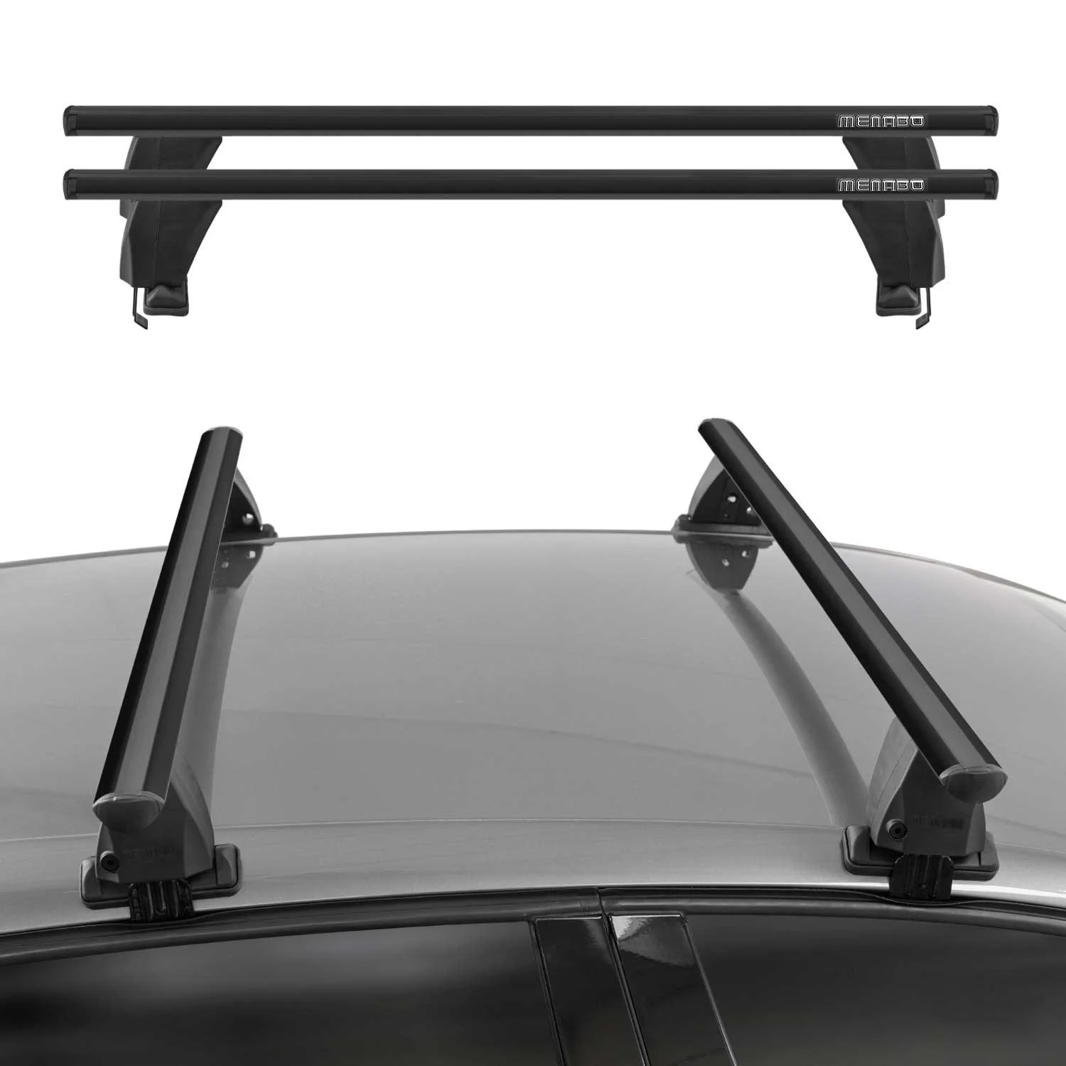 Menabo Barres de toit Transversales pour Audi A4 B9 Berline 2020-2025 FL Noir 2x - Image 2