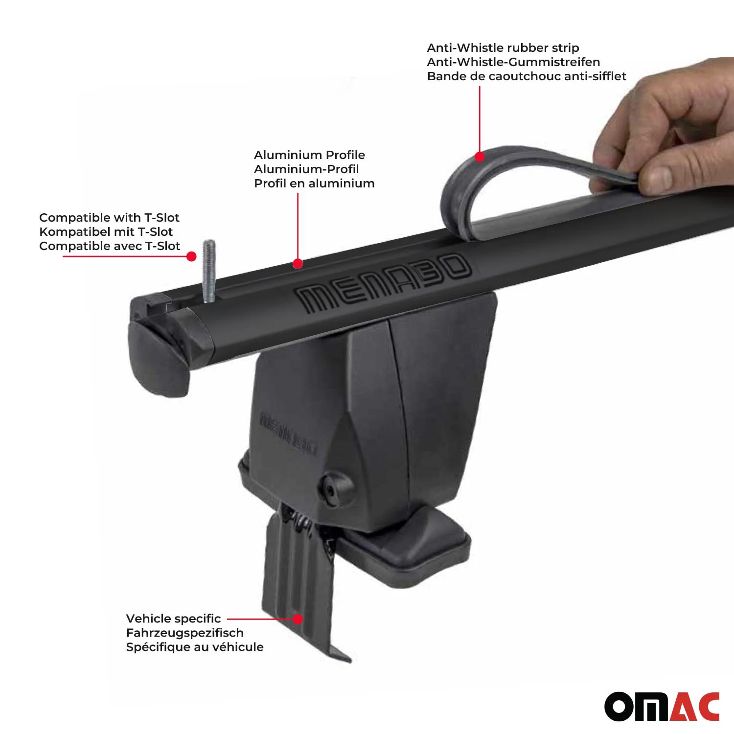 Menabo Barres de toit Transversales pour Audi A4 B9 Berline 2020-2025 FL Noir 2x - Image 5