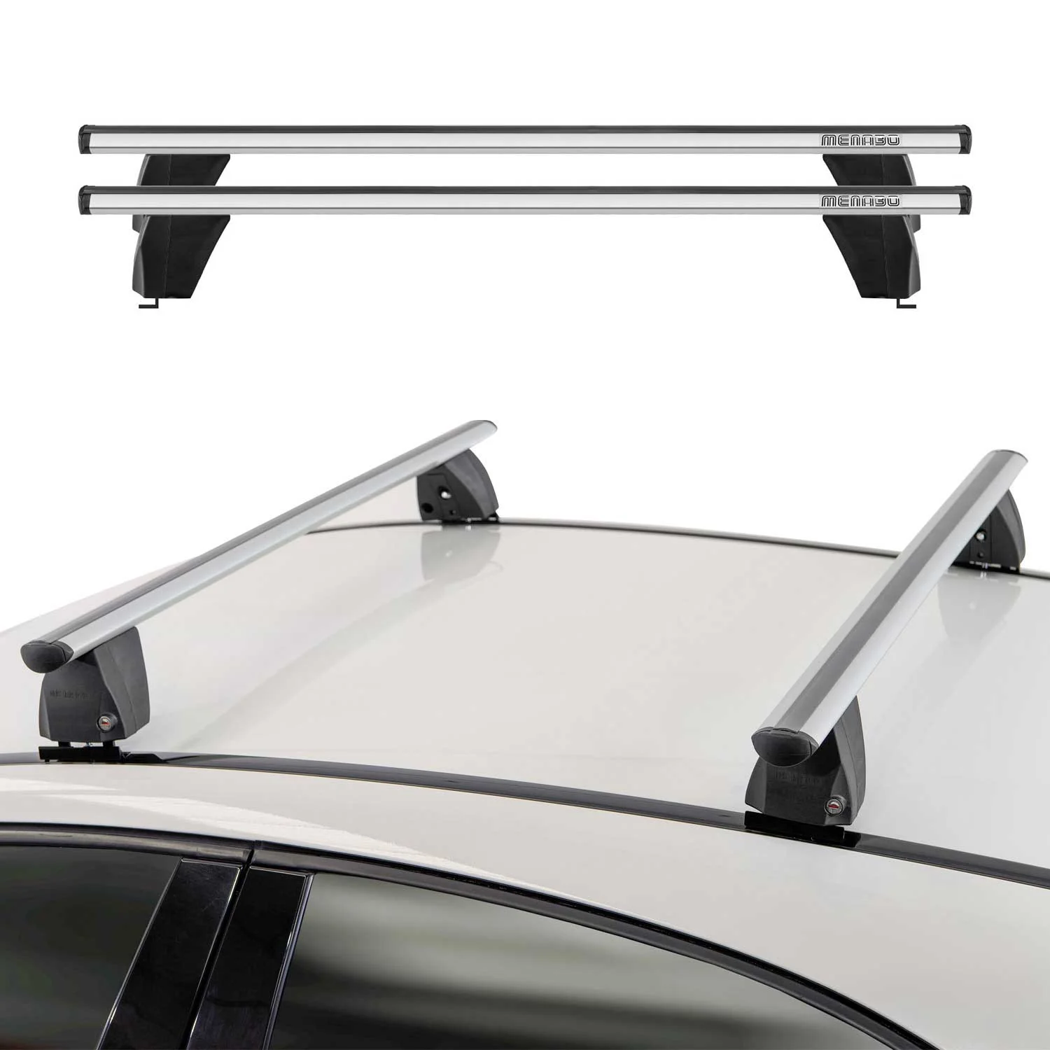 Menabo Barres de toit Transversales pour Ford Connect I Transit 2002-2013 Gris - Image 2