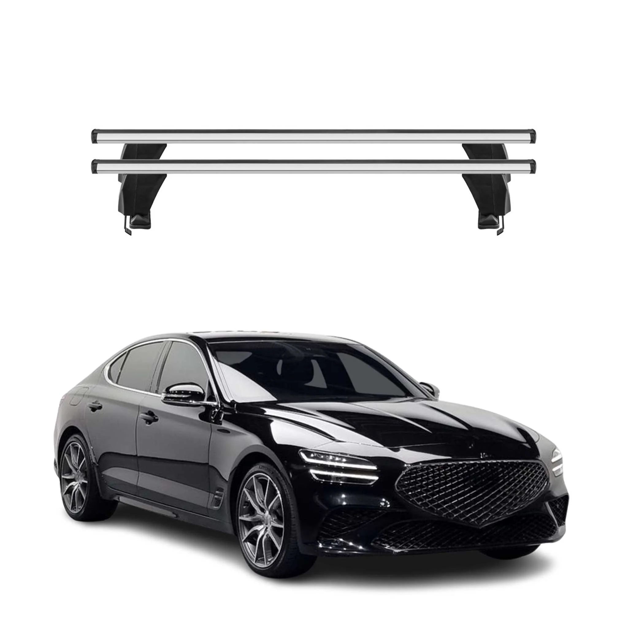 Menabo Barres de toit Transversales pour Genesis G70 2018-2026 Gris ABE 2x