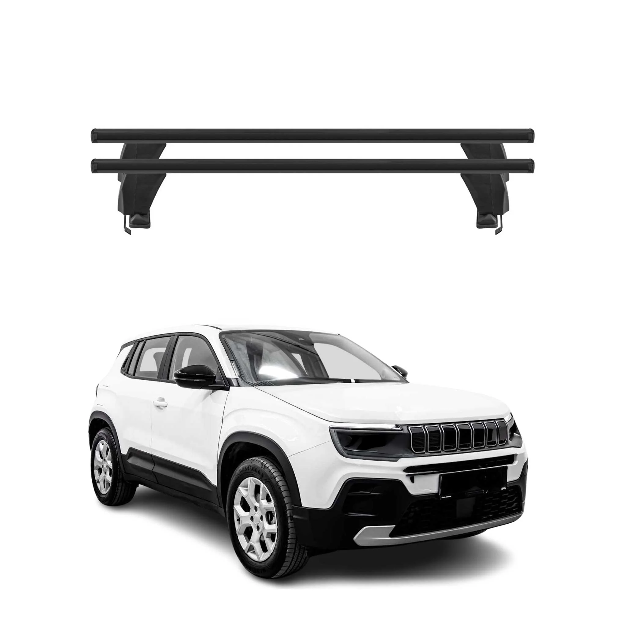 Menabo Barres de toit transversales pour Jeep Avenger 2023-2026 Alu Noir 2x
