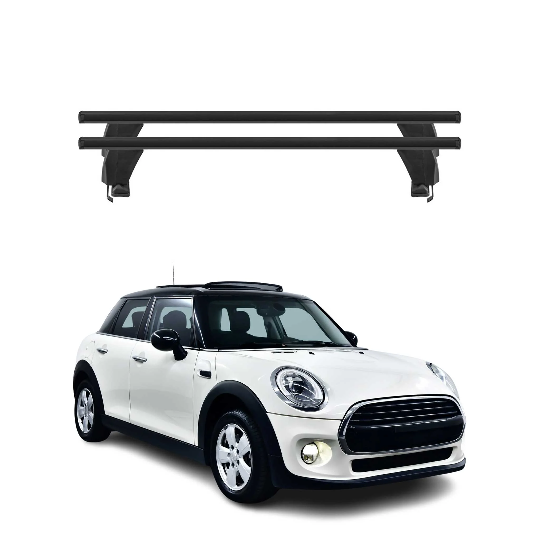 Menabo Barres de toit transversales pour Mini One Cooper 2014-2018 Porte-Bagage lisse Noir 5Dr 2x TÜV