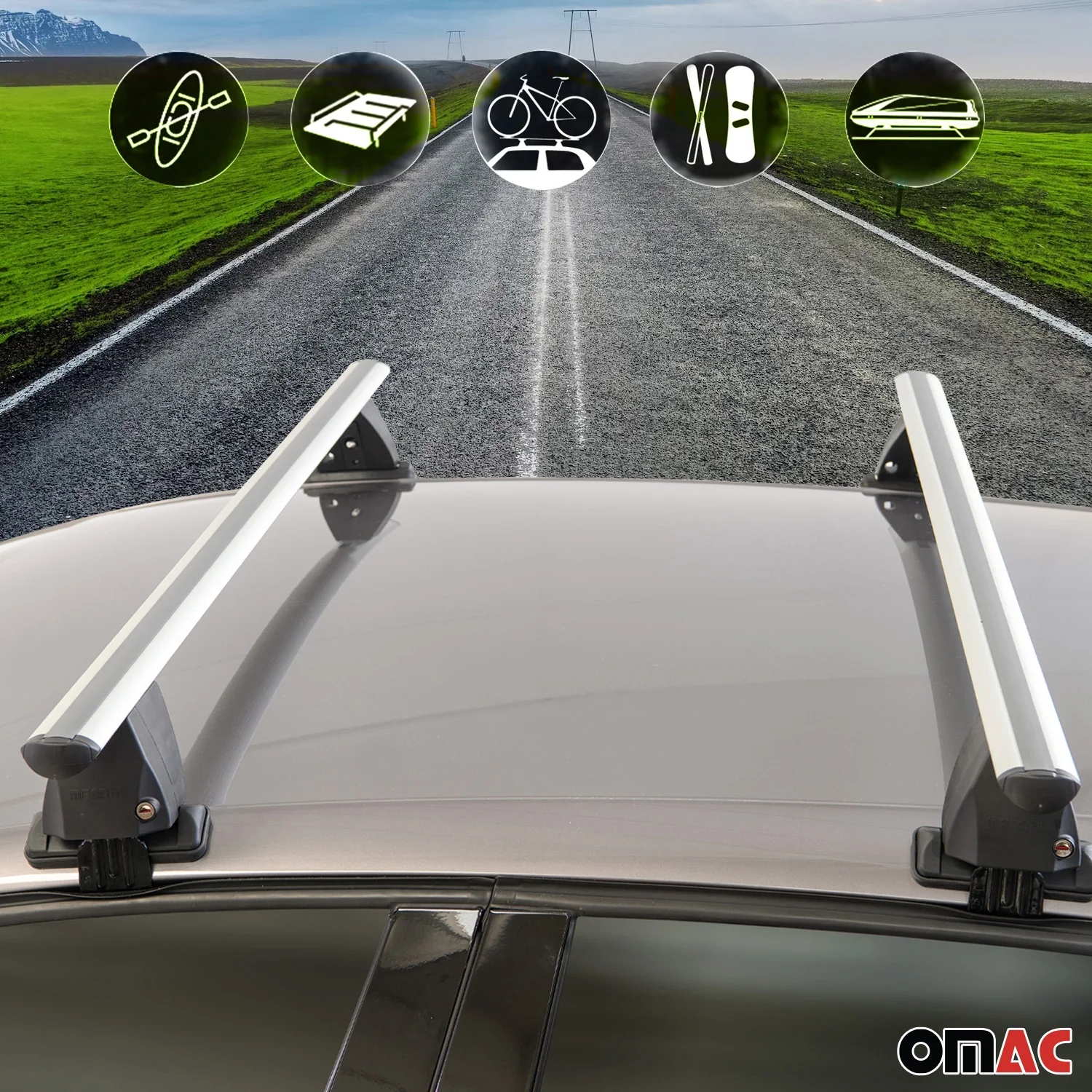 Menabo Barres de toit Transversales pour Renault Alaskan 2017-2021 Alu Gris ABE - Image 3