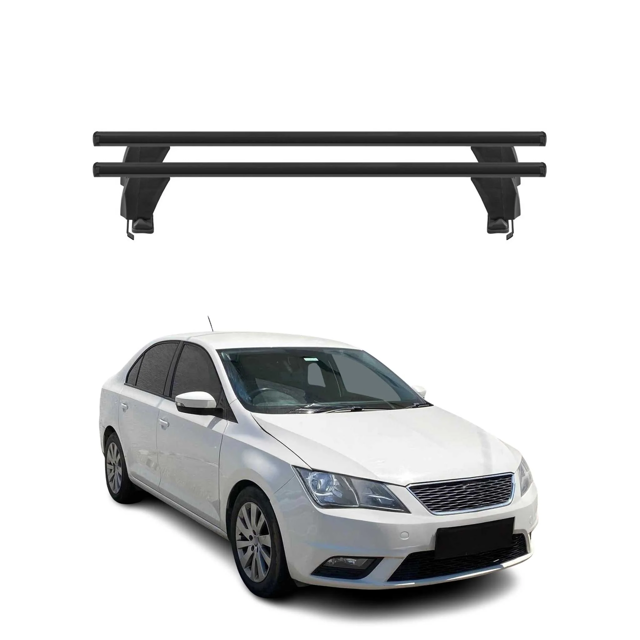 Menabo Barres de toit Transversales pour Seat Toledo 2011-2019 Alu Noir 2x ABE