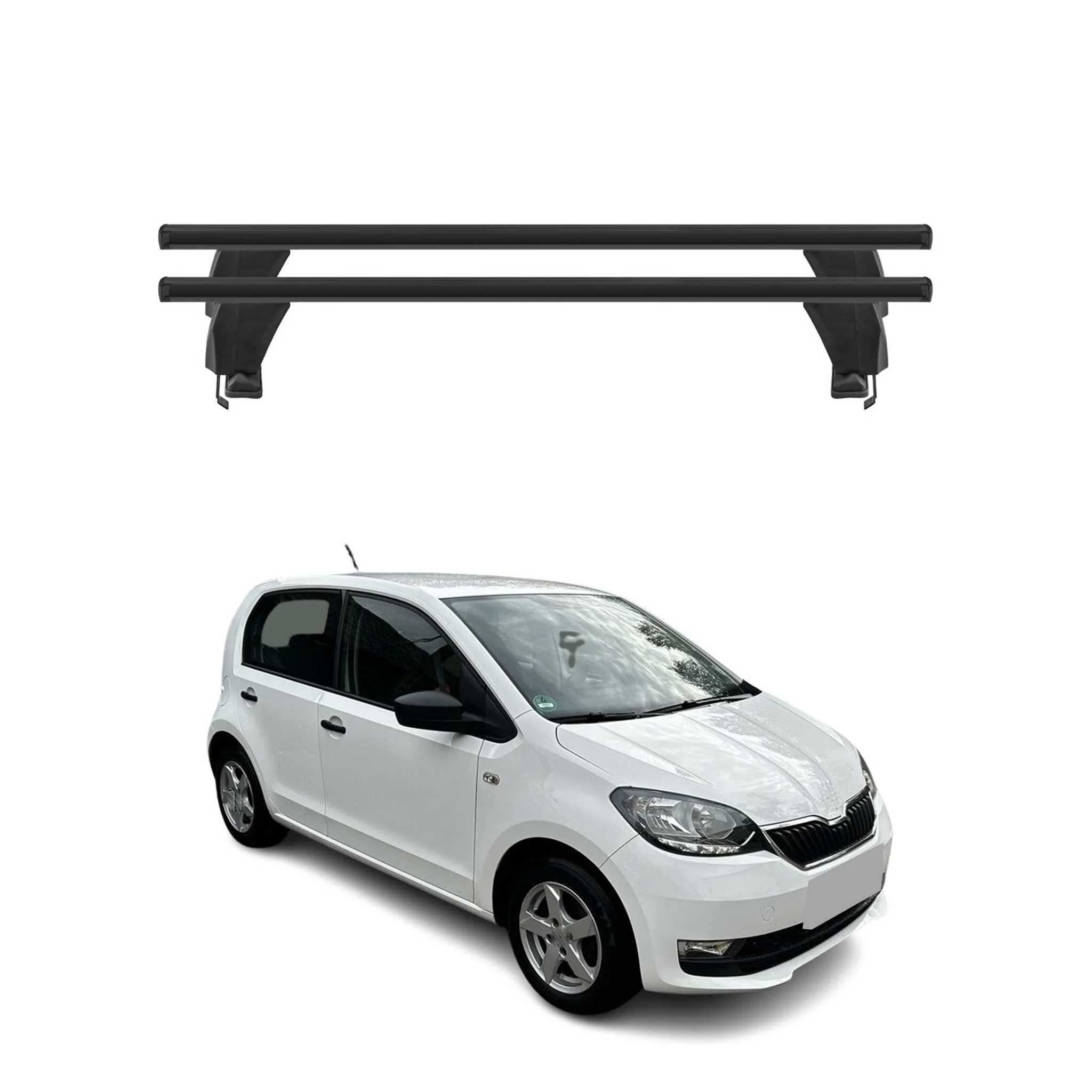 Menabo Barres de toit transversales pour Skoda Citigo 2012-2020 Porte-Bagage en Alu lisse Noir 5Dr 2x TÜV