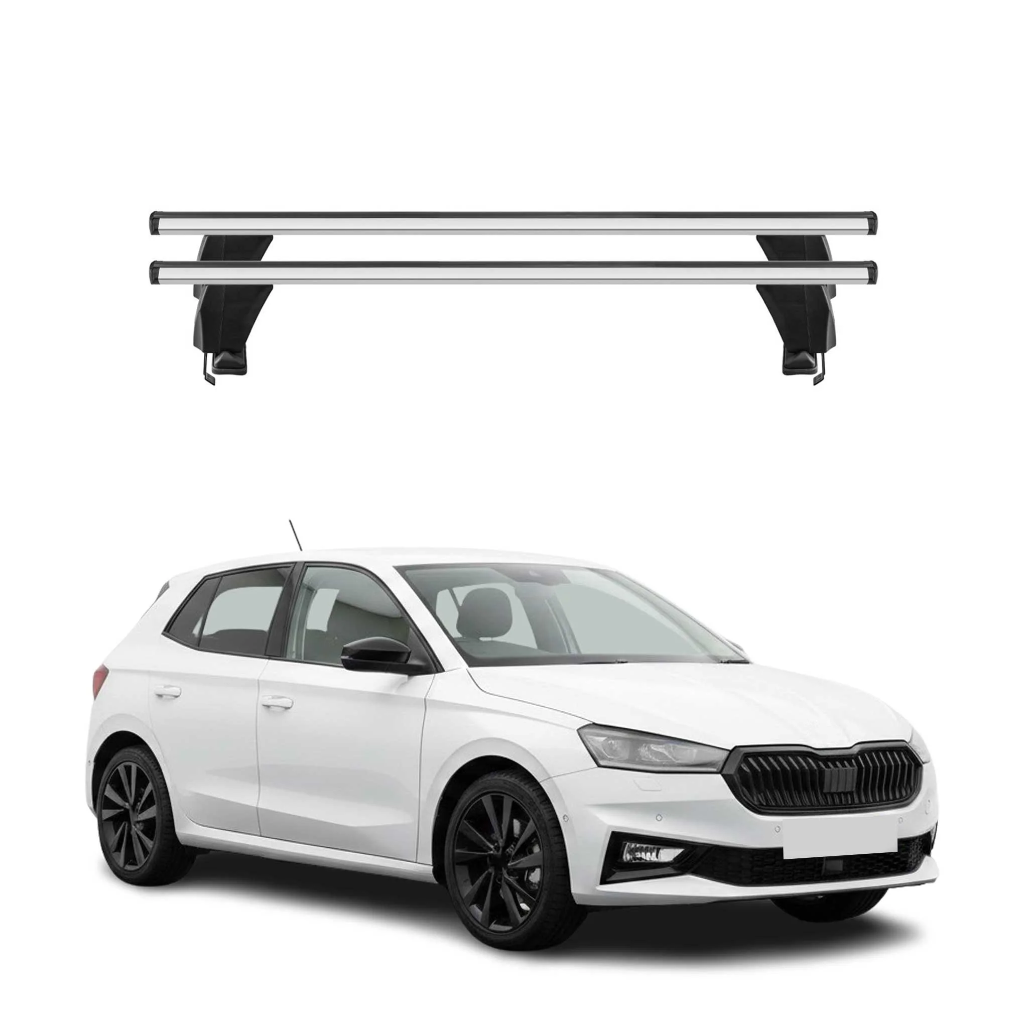 Menabo Barres de toit Transversales pour Skoda Fabia mk4 2022-2026 Alu Gris 2Pcs