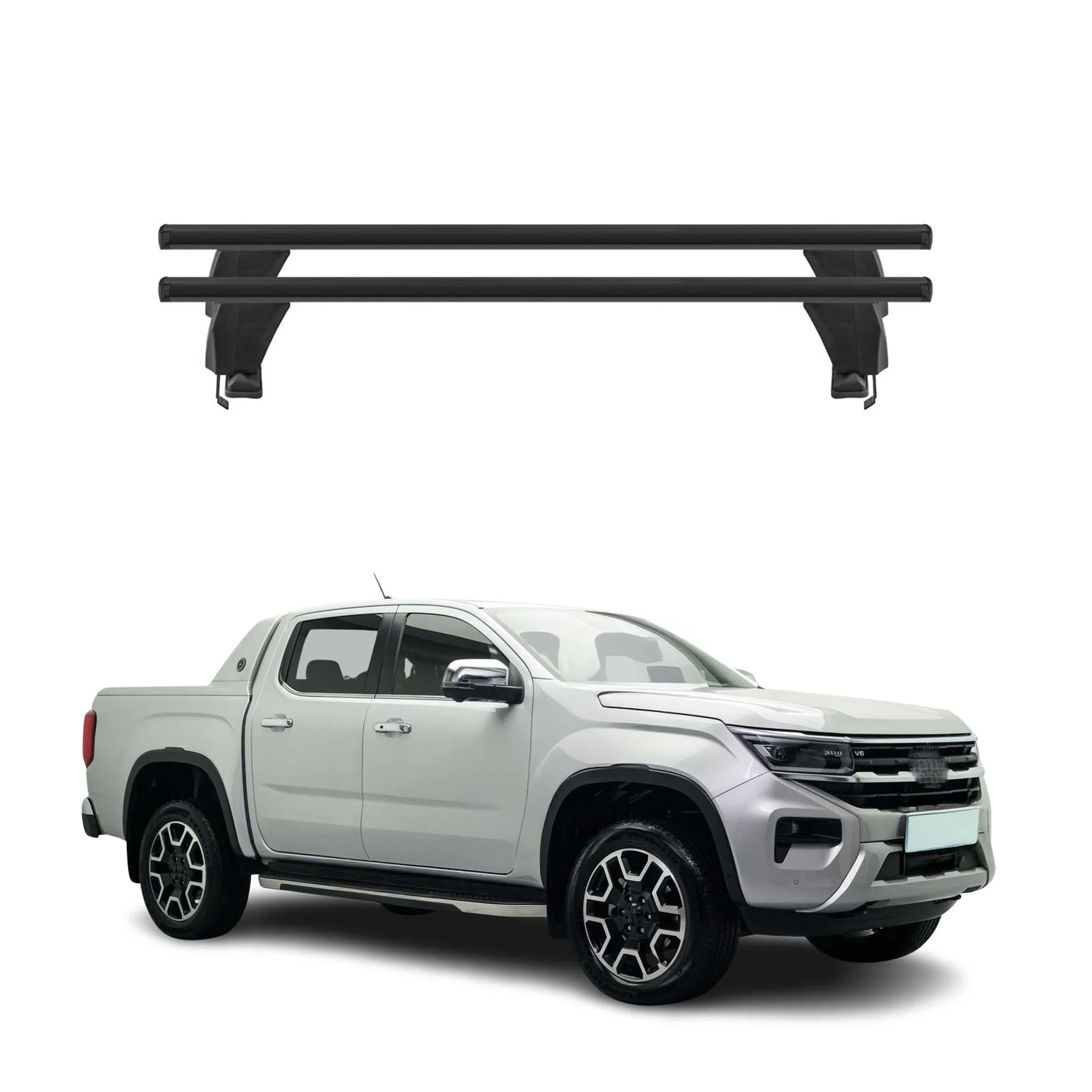 Menabo Barres de toit transversales pour VW Amarok II 2023-2026 Alu Noir 2x