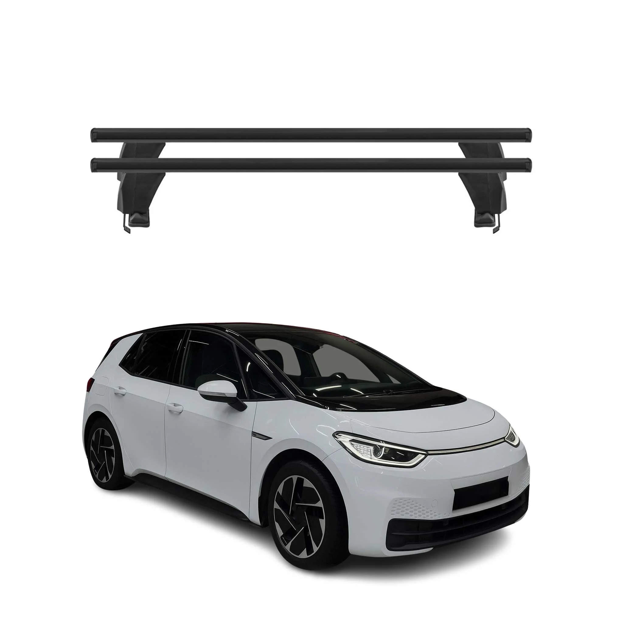 Menabo Barres de toit transversales pour VW ID 3 2020-2026 Alu Noir 2x