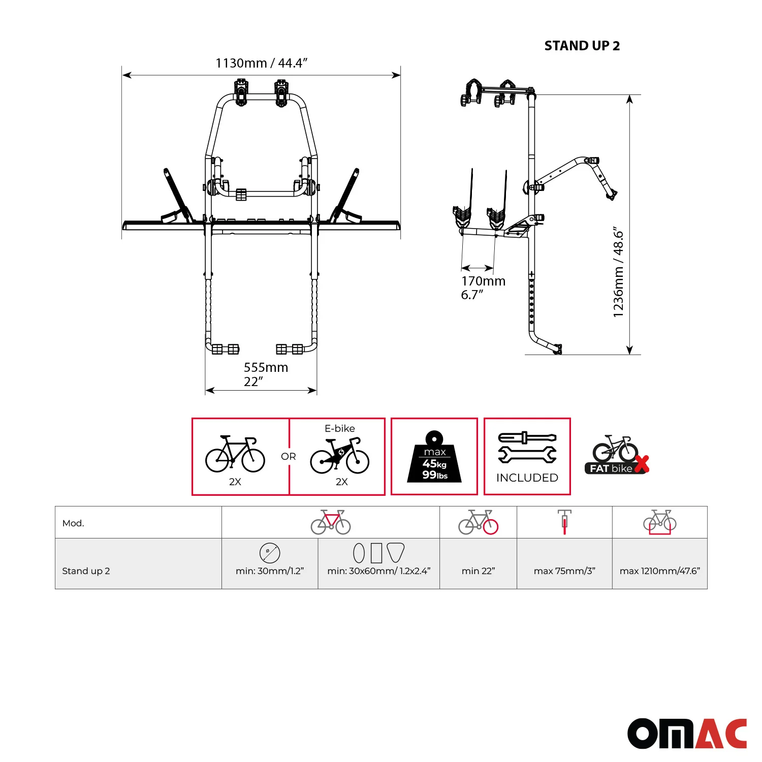 MENABO Porte-vélos sur Hayon pour Audi A6 Avant 2011-2015 2 Vélos - Image 3