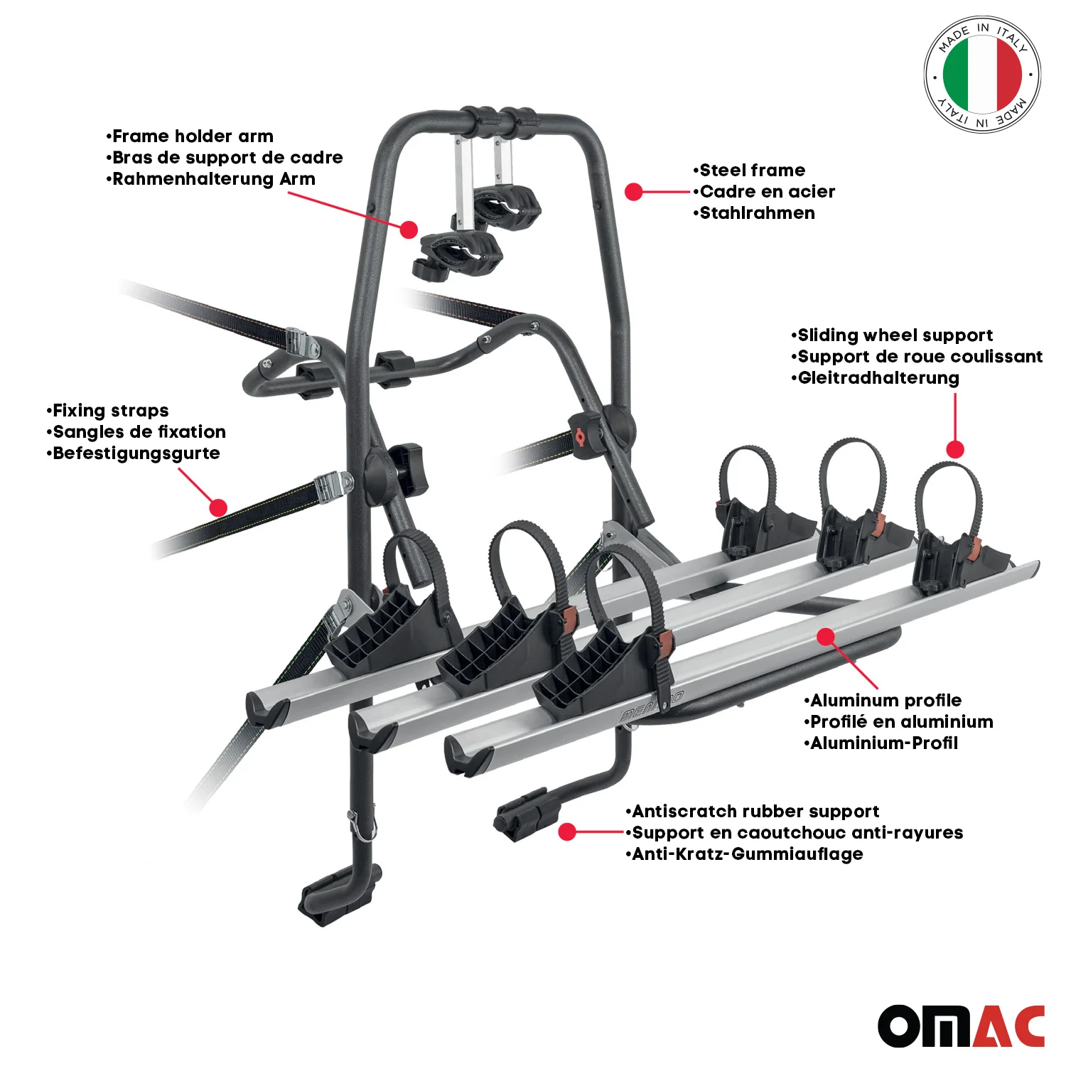 MENABO Porte-vélos sur Hayon pour BMW Serié 3 E90 2005-2012 3 Vélos - Image 2