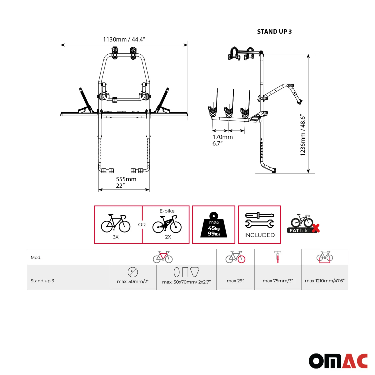 MENABO Porte-vélos sur Hayon pour Mercedes Classe C S204 2007-2014 3 Vélos - Image 3