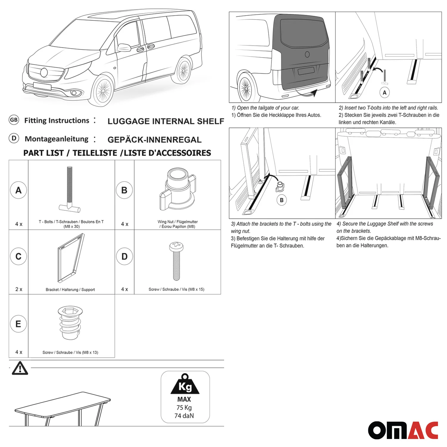 OMAC Consoles de Multiflex Board pour Mercedes Vito W447 2014-2026 en Métal - Image 5