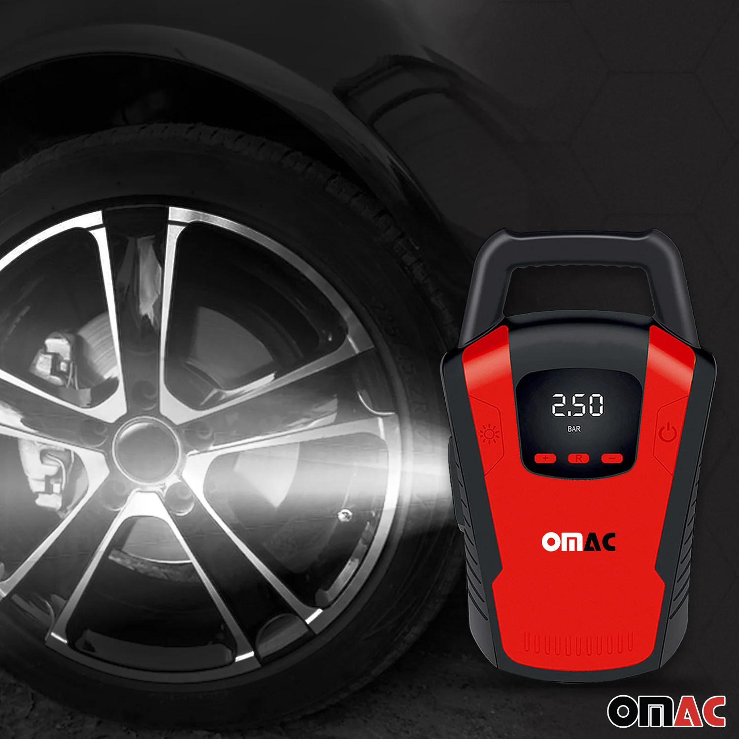 OMAC Gonfleur Pneu Pompe de Pneu Compresseur d'air pour voiture 12V 150 PSI - Image 4