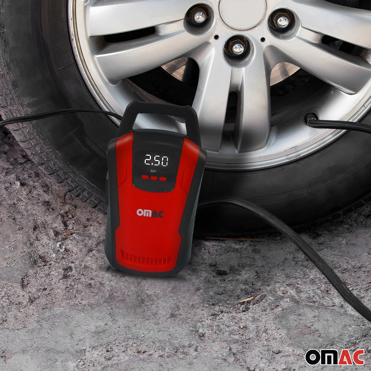 OMAC Gonfleur Pneu Pompe de Pneu Compresseur d'air pour voiture 12V 150 PSI - Image 6