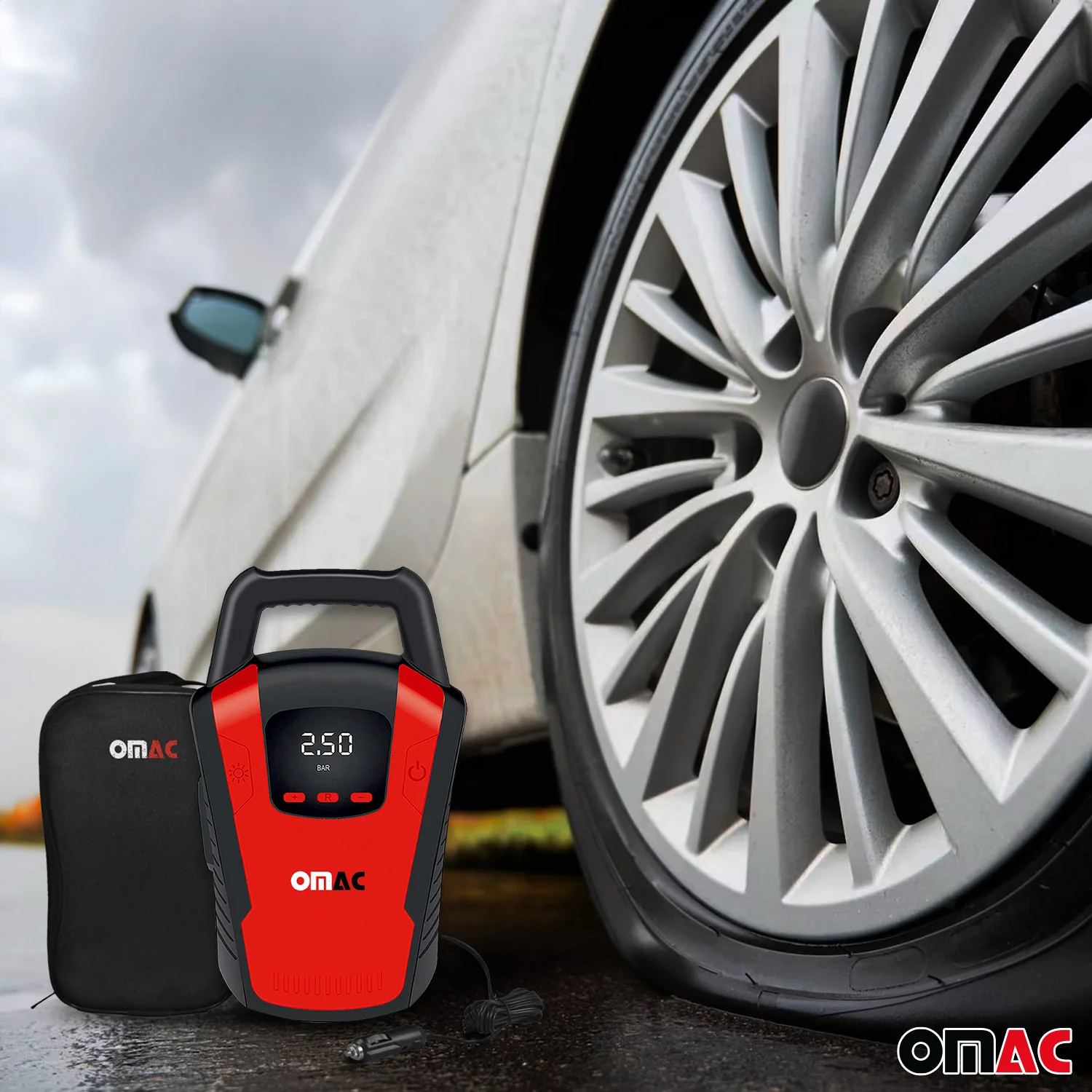 OMAC Gonfleur Pneu Pompe de Pneu Compresseur d'air pour voiture 12V 150 PSI - Image 7
