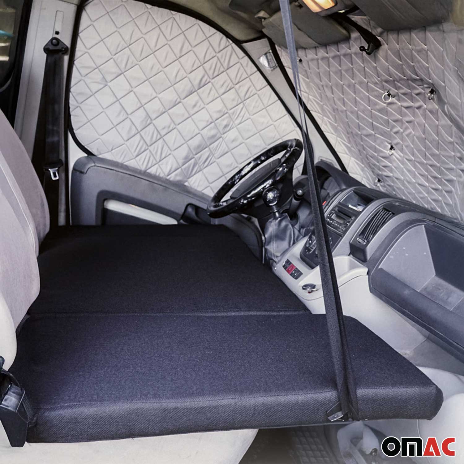 OMAC Matelas de Camping Pliable pour Ford Transit 2006-2014 Noir Polyester - Image 5